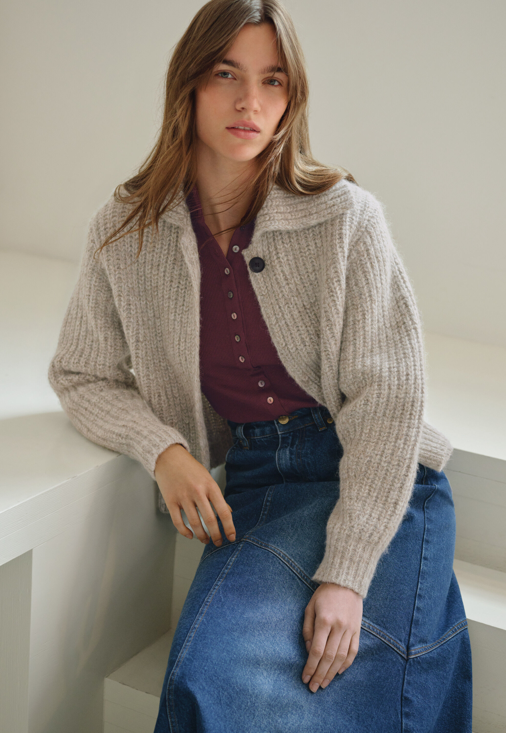 Lace-stitch sweater
