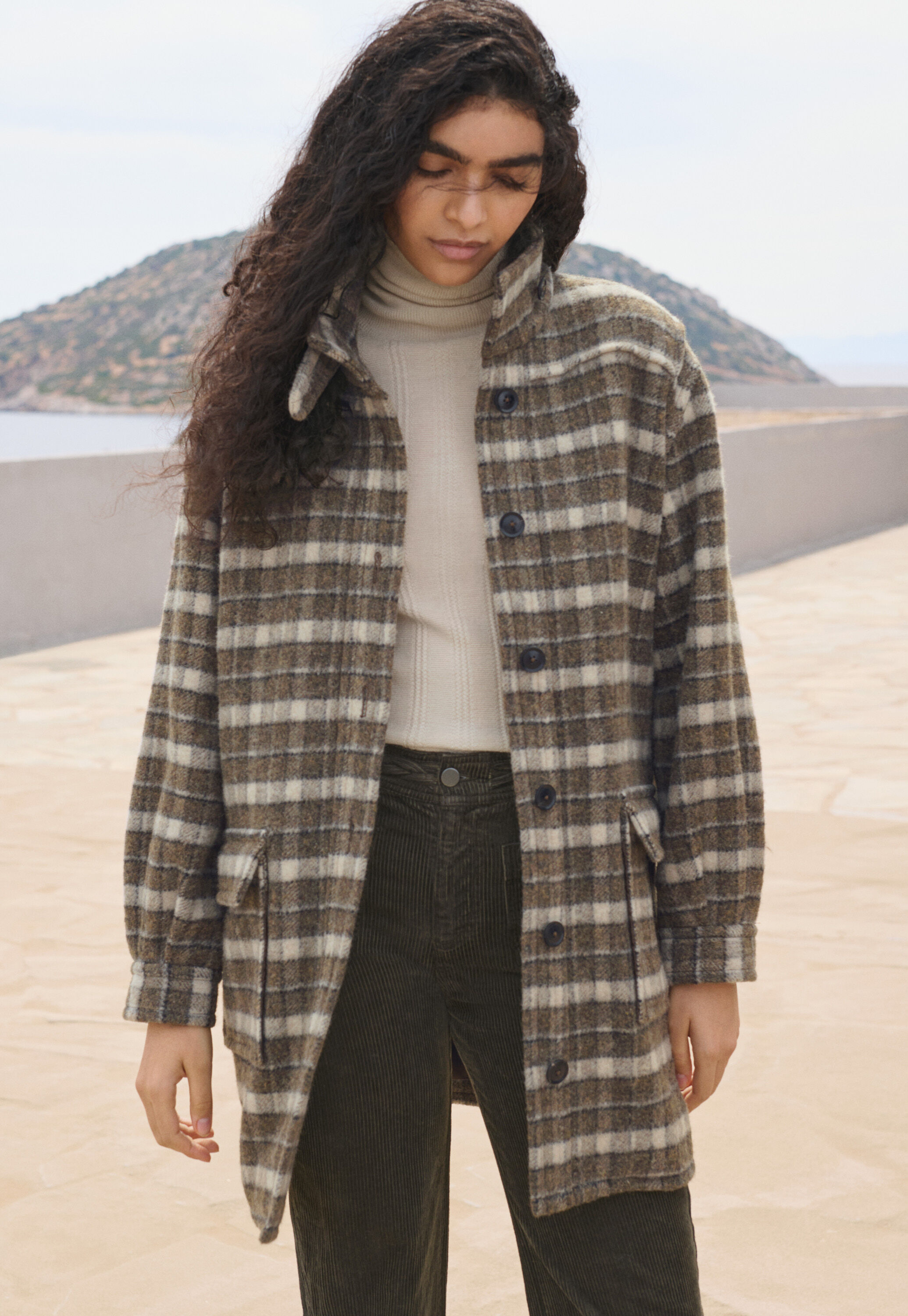 Checked coat