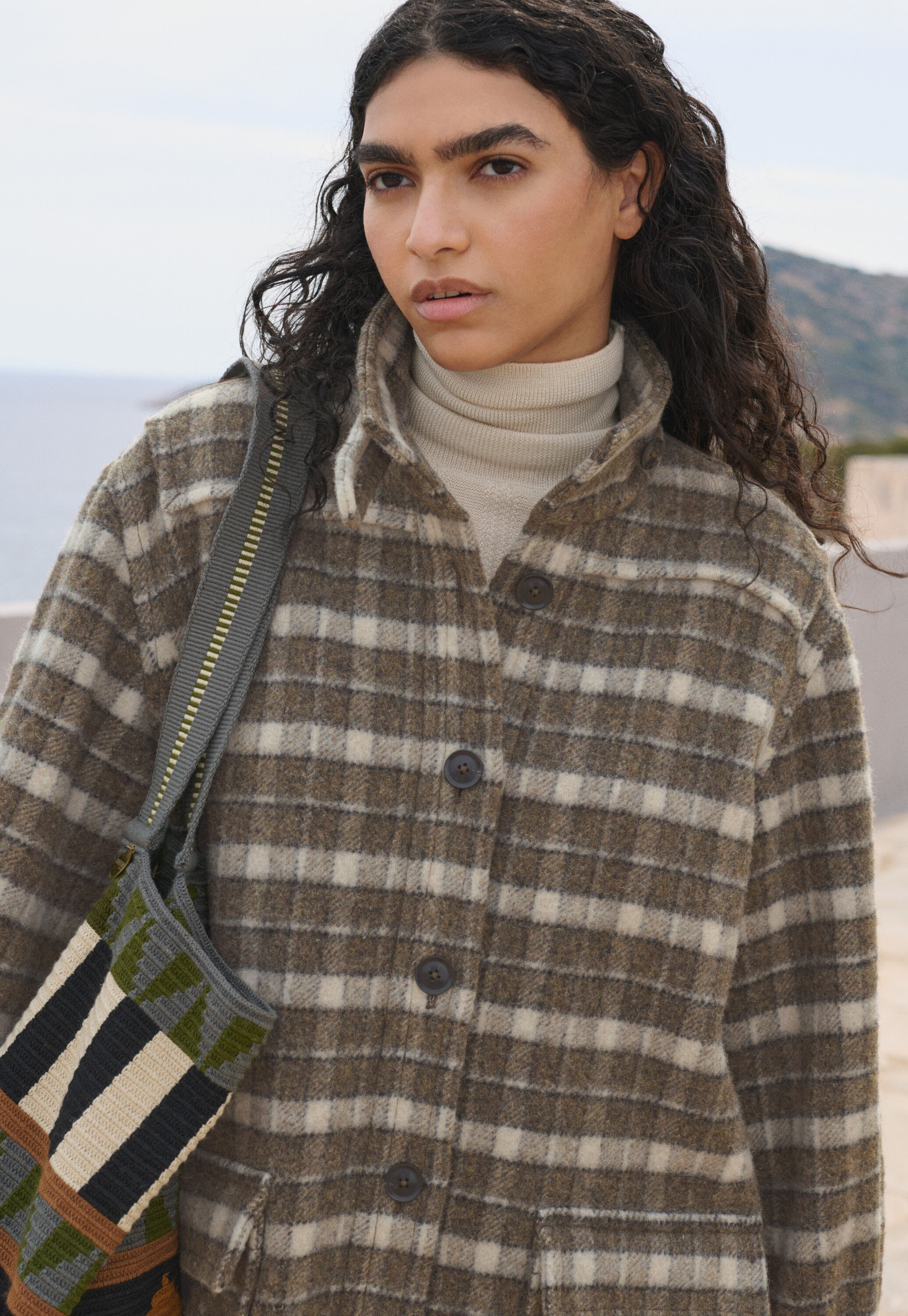 Checked coat