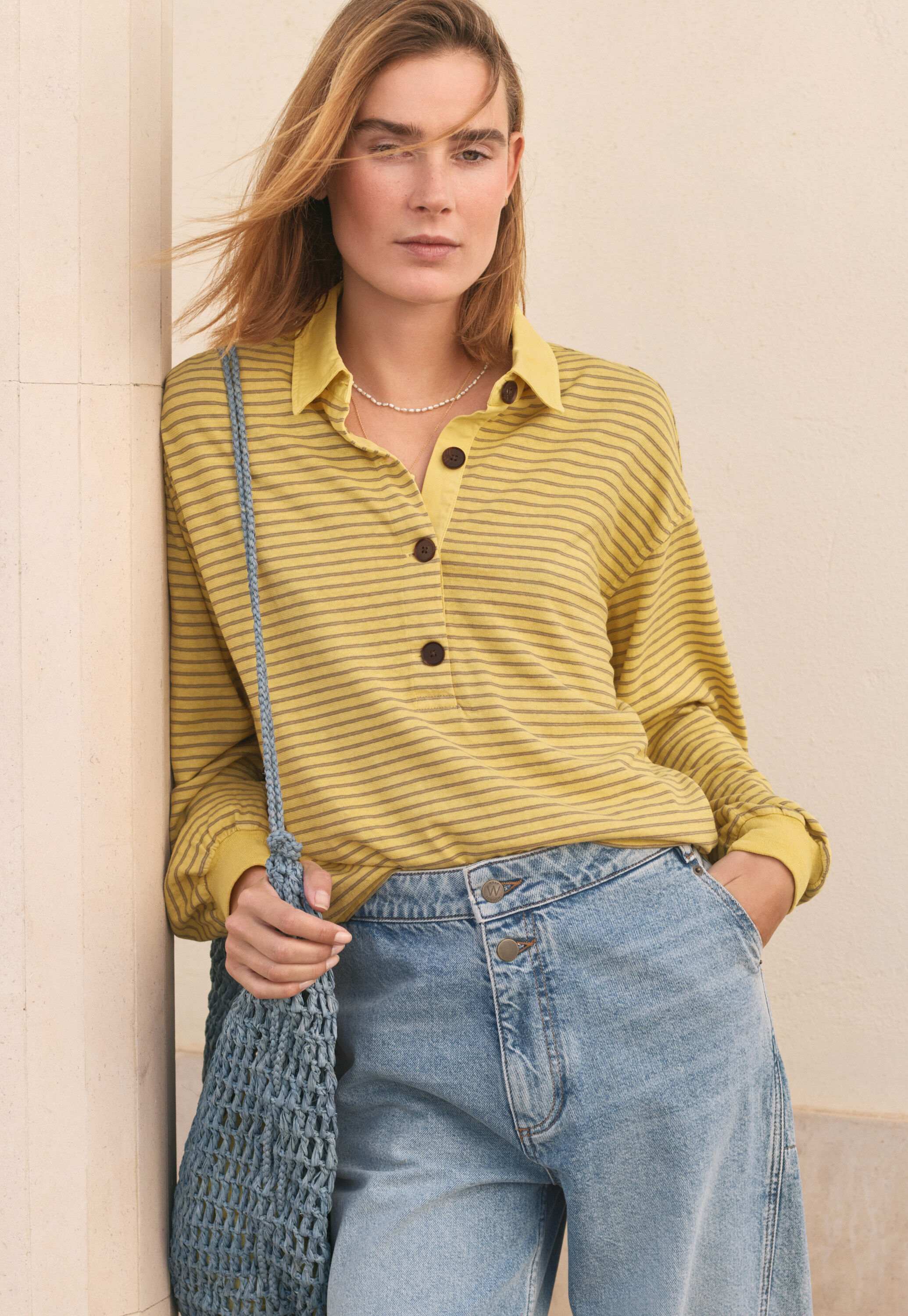 Striped collared top