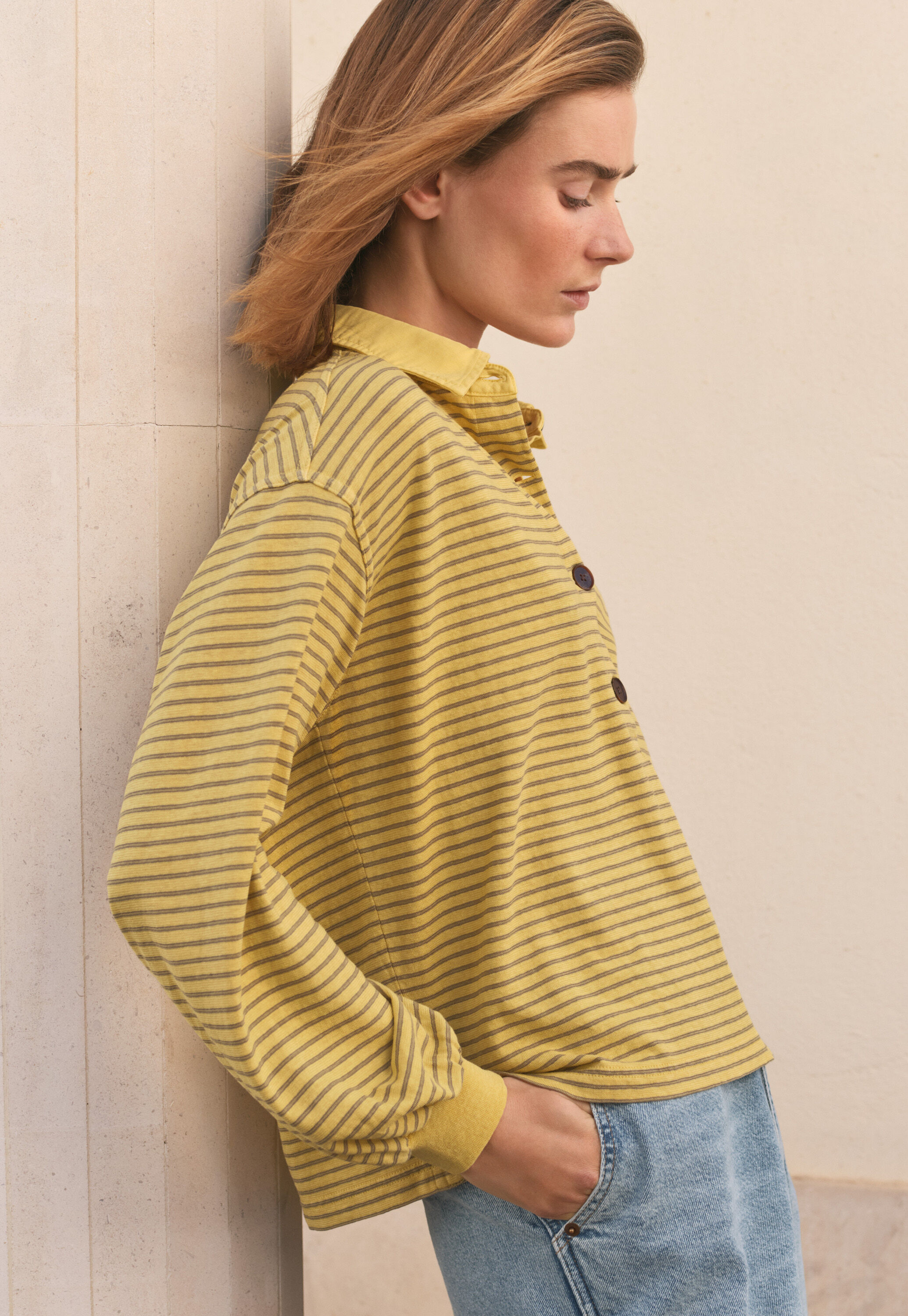 Striped collared top