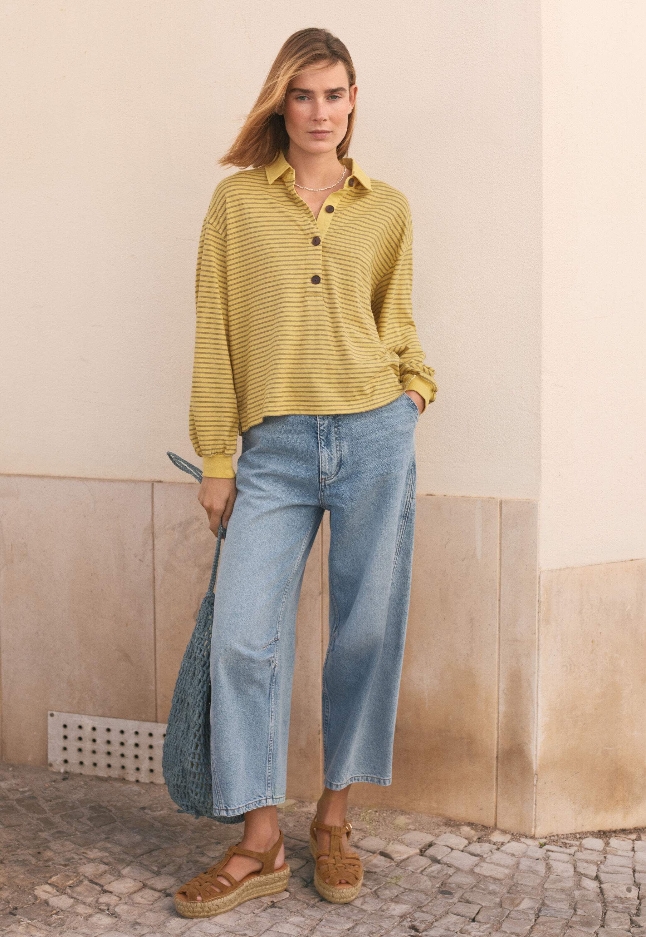 Striped collared top