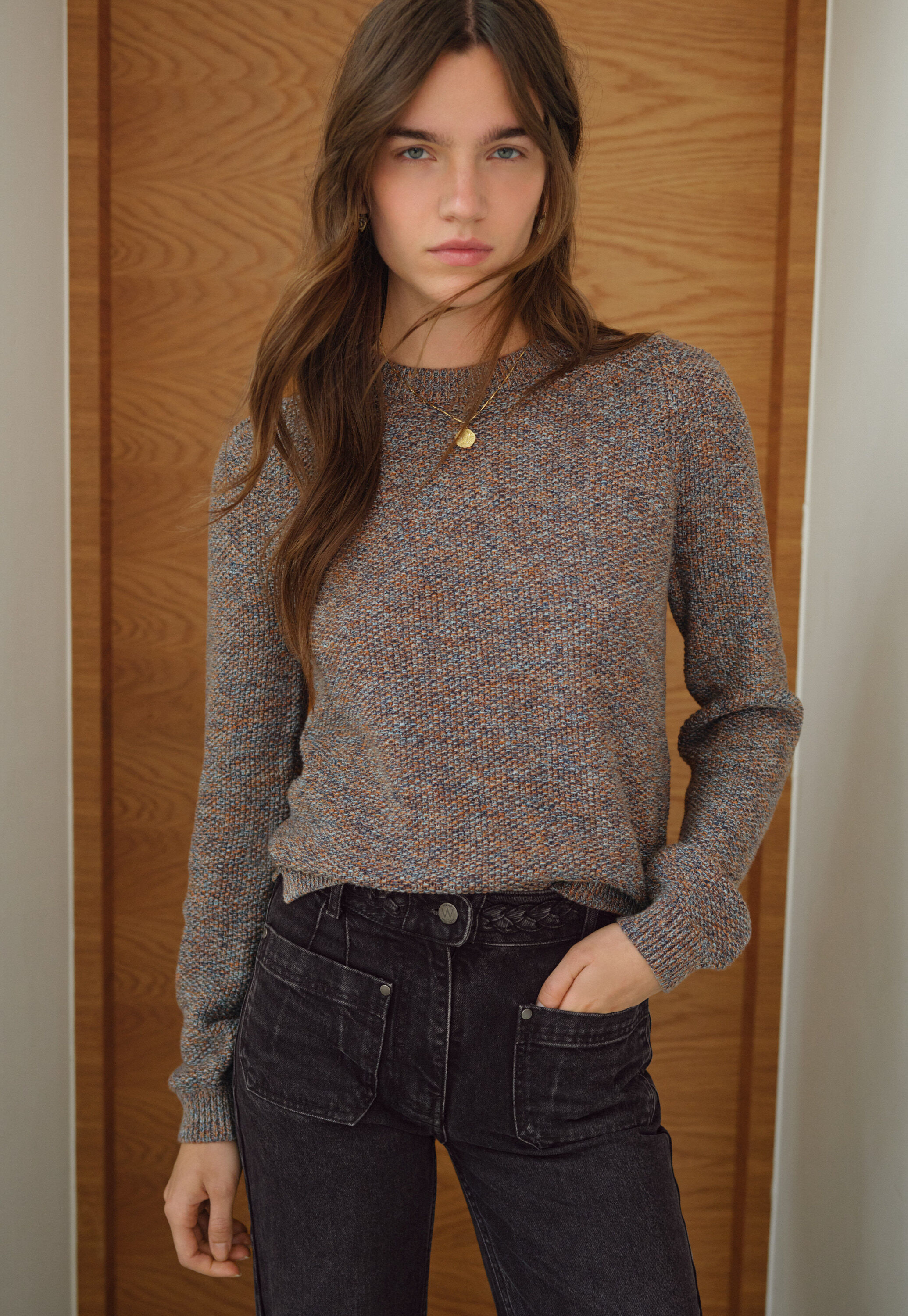 Lace-stitch sweater