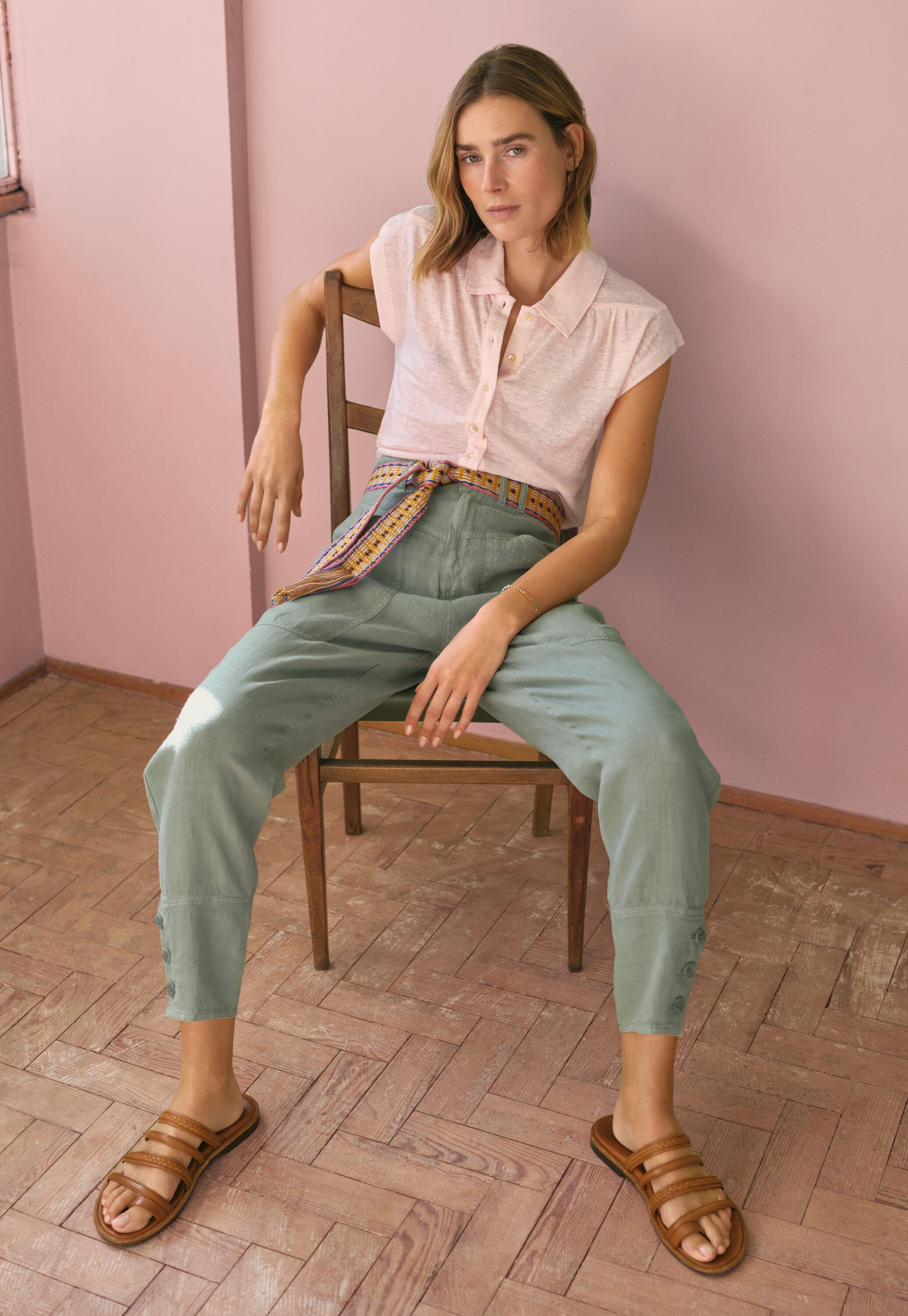 Wide-leg cord trousers