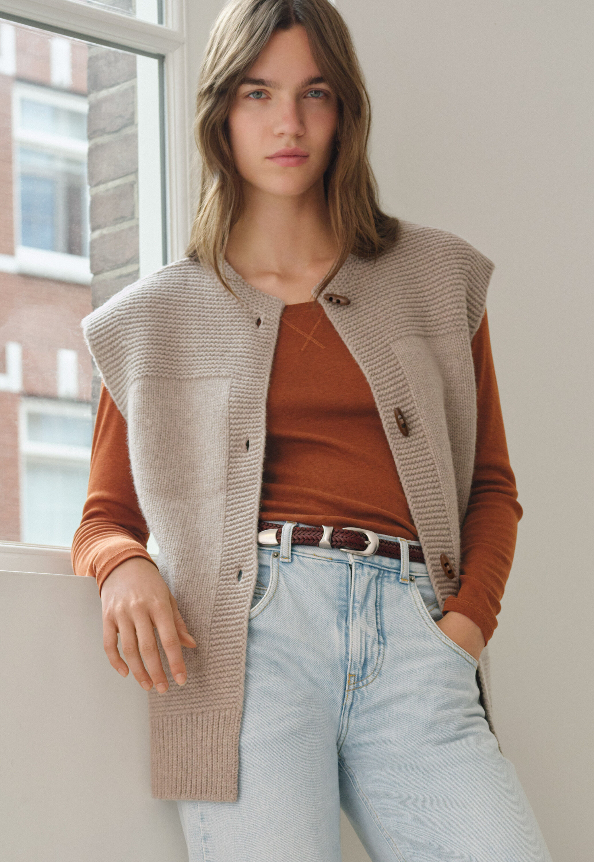 Reverse striped sweater