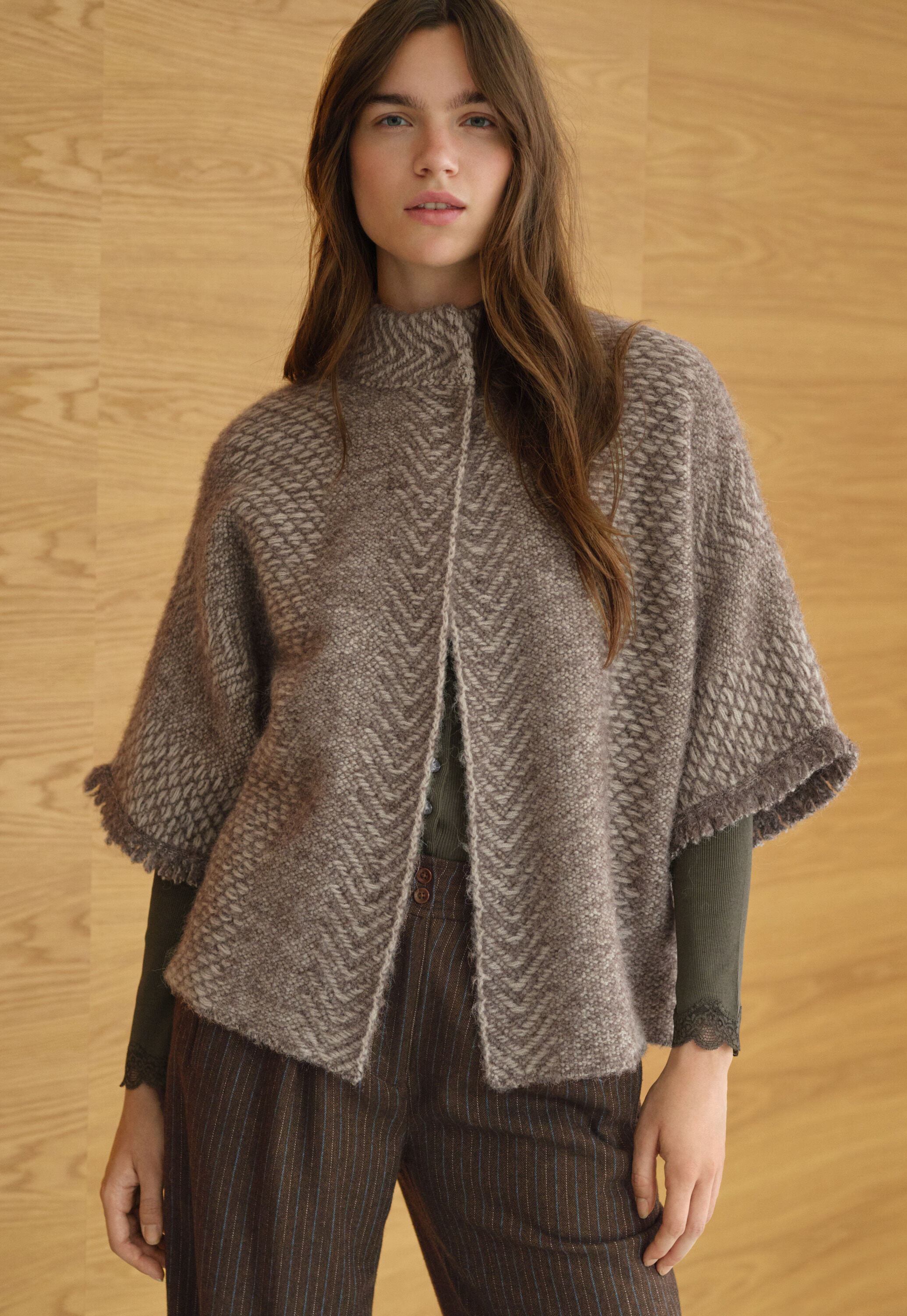 Lace-stitch sweater