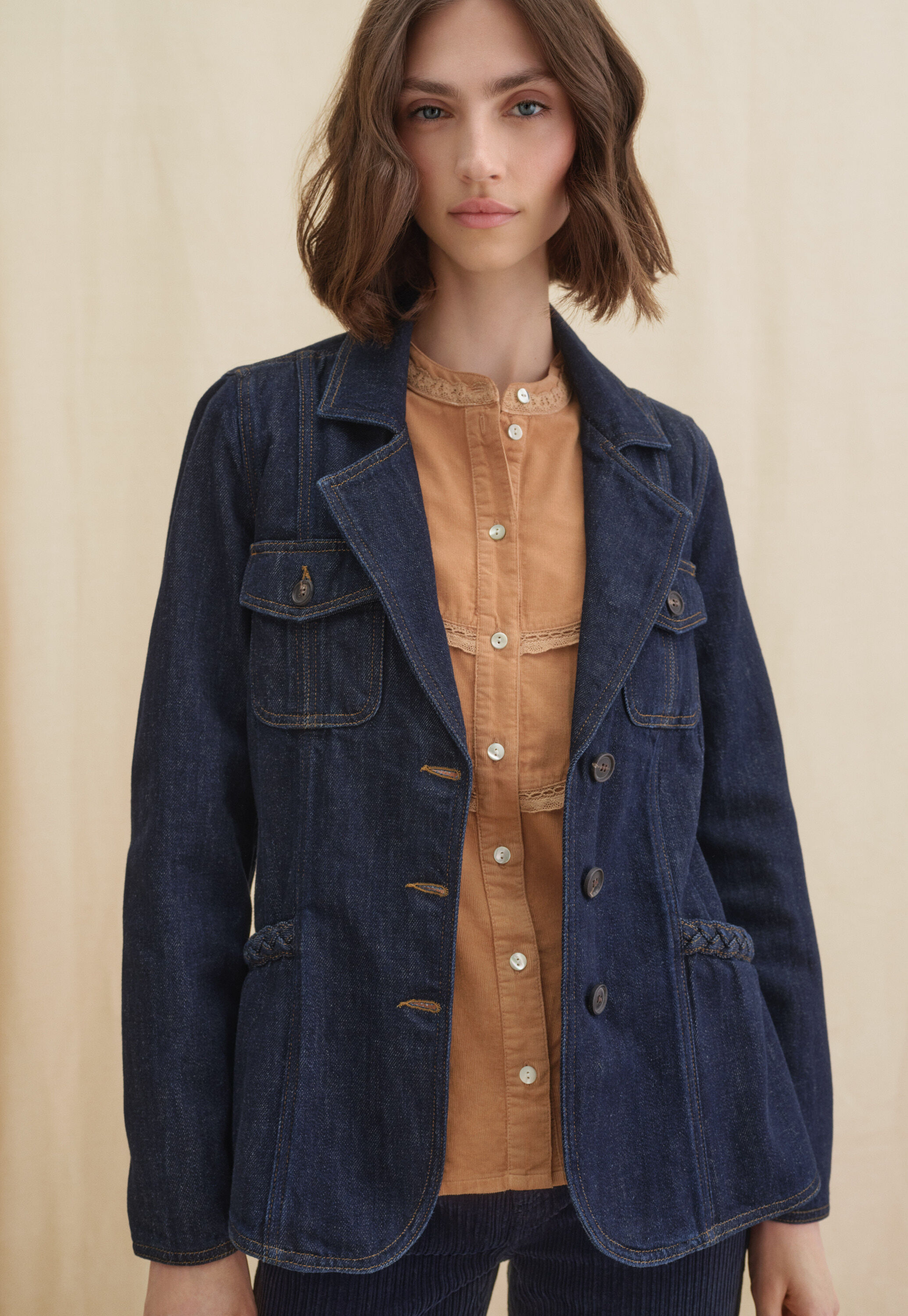 Denim blazer, Dark indigo, large