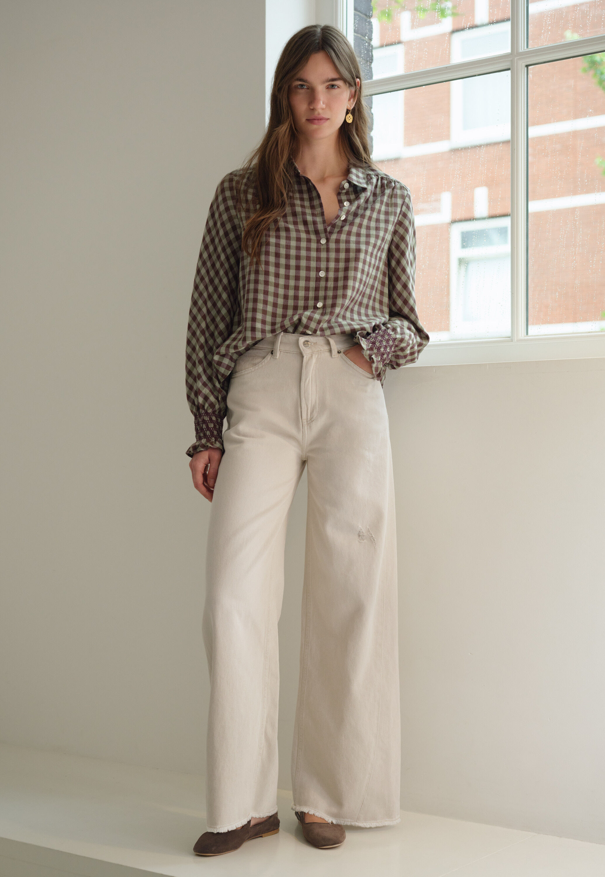 Checked shirt, Sage plum, large