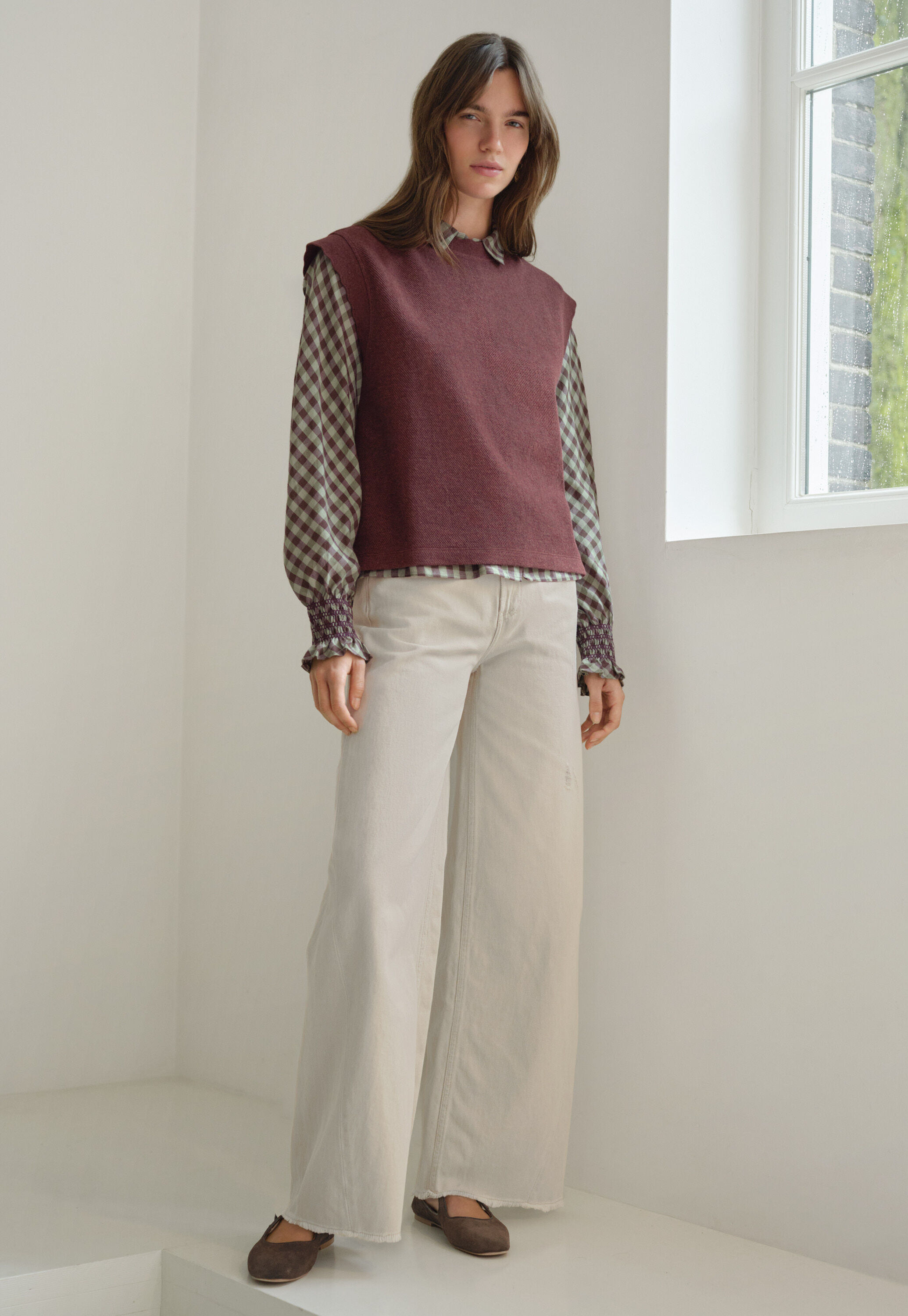 Checked shirt, Sage plum, large