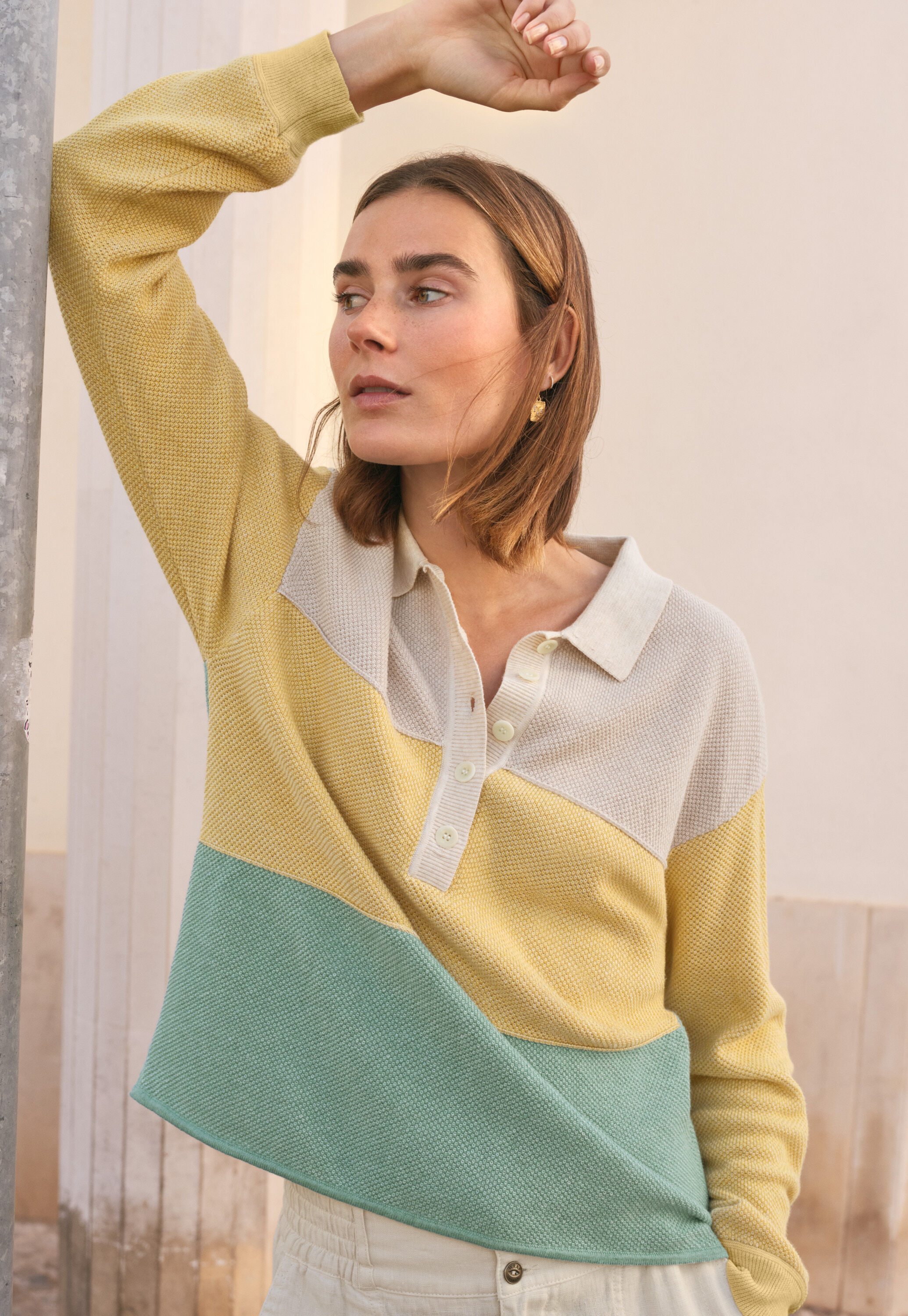Lace-stitch sweater