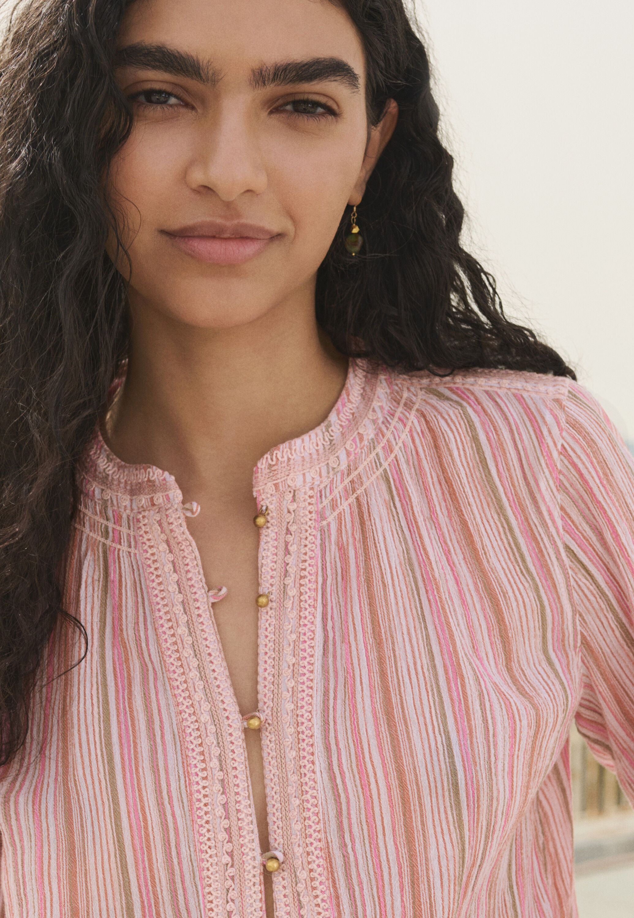 Crinkle stripe blouse