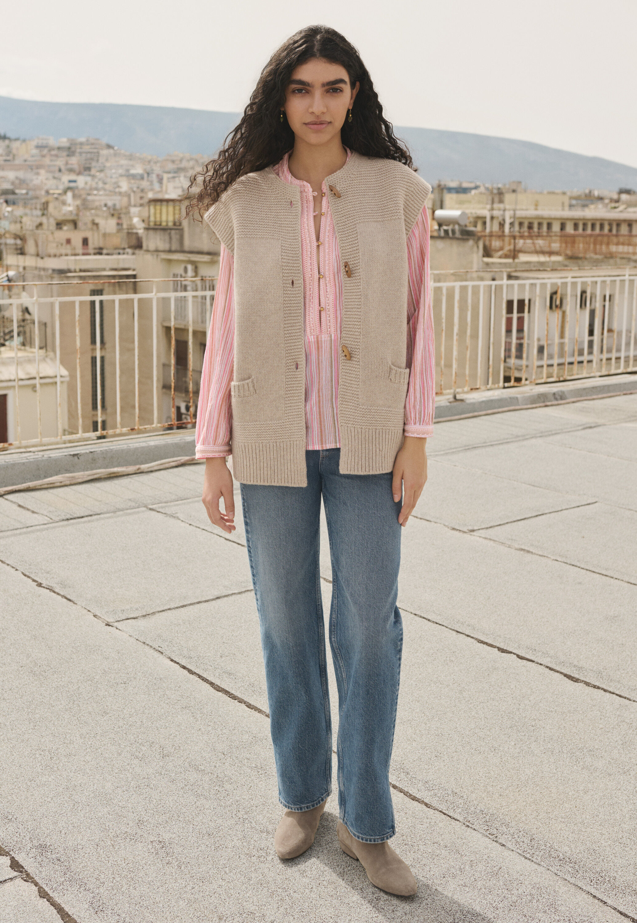 Crinkle stripe blouse