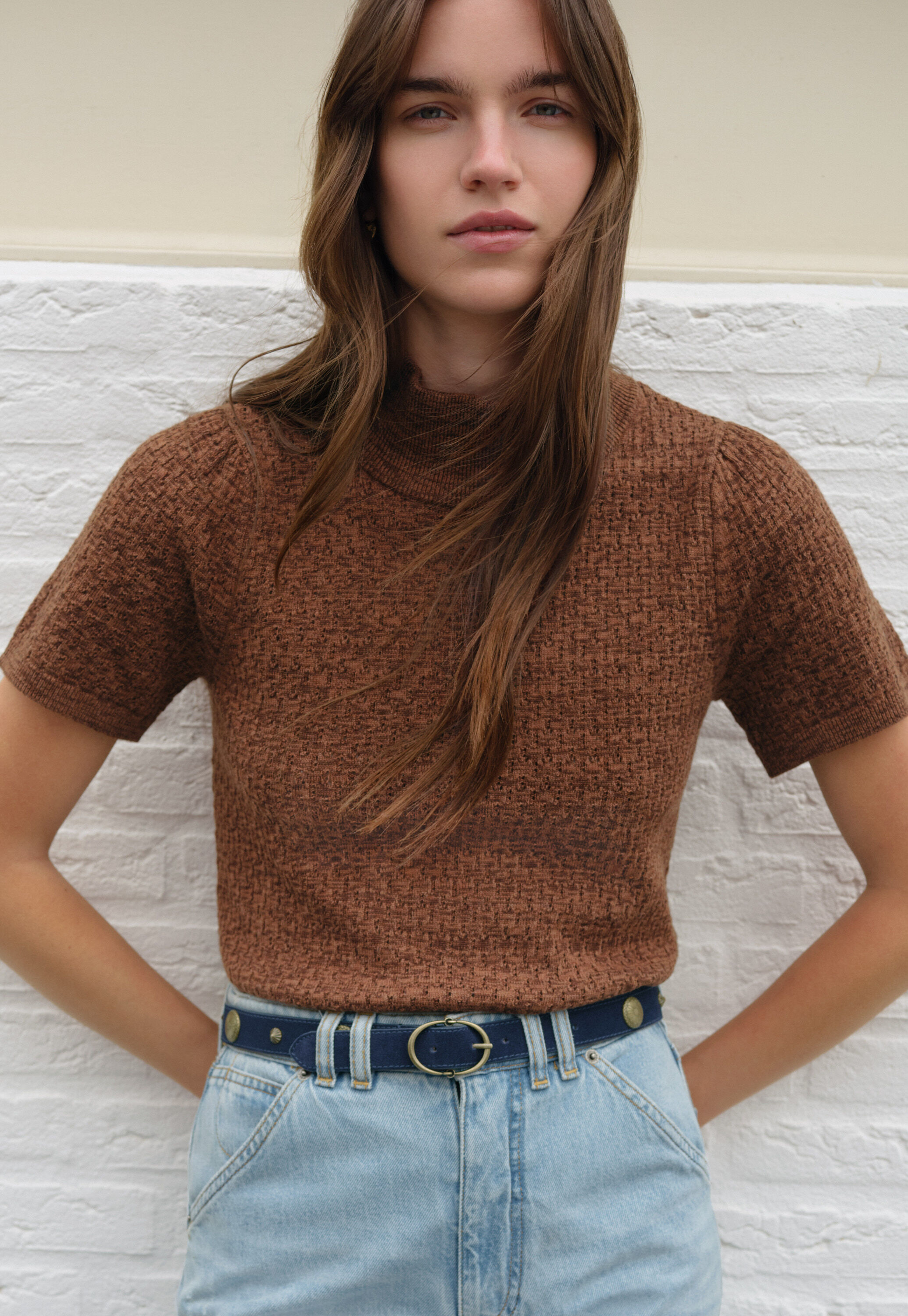 Pointelle-stitch sweater