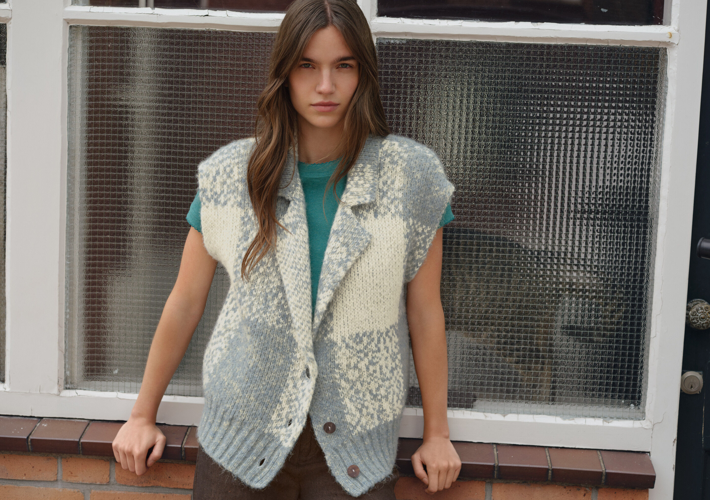 Waffle-stitch cardigan