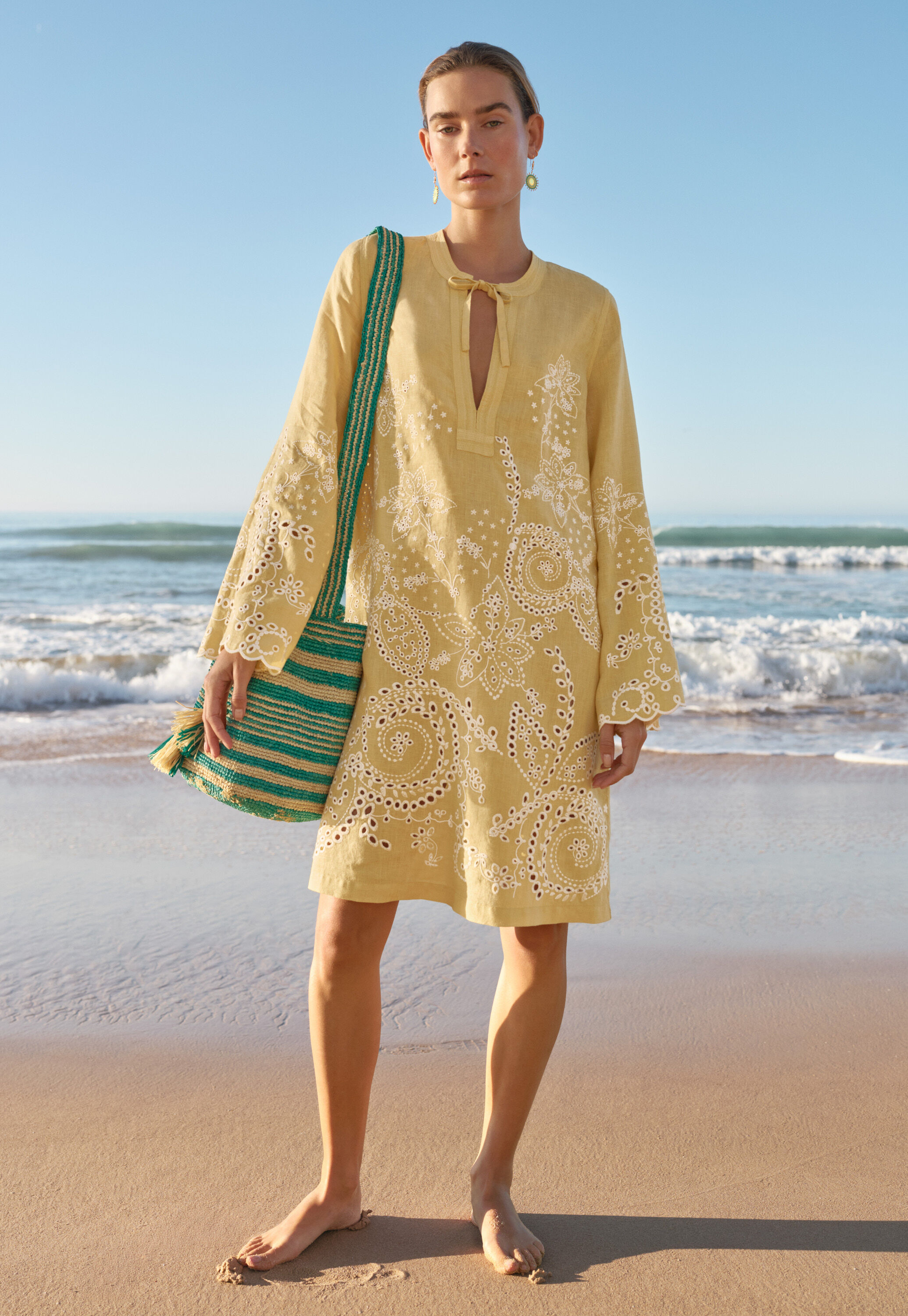 Cutwork dress, Soft lemon, large