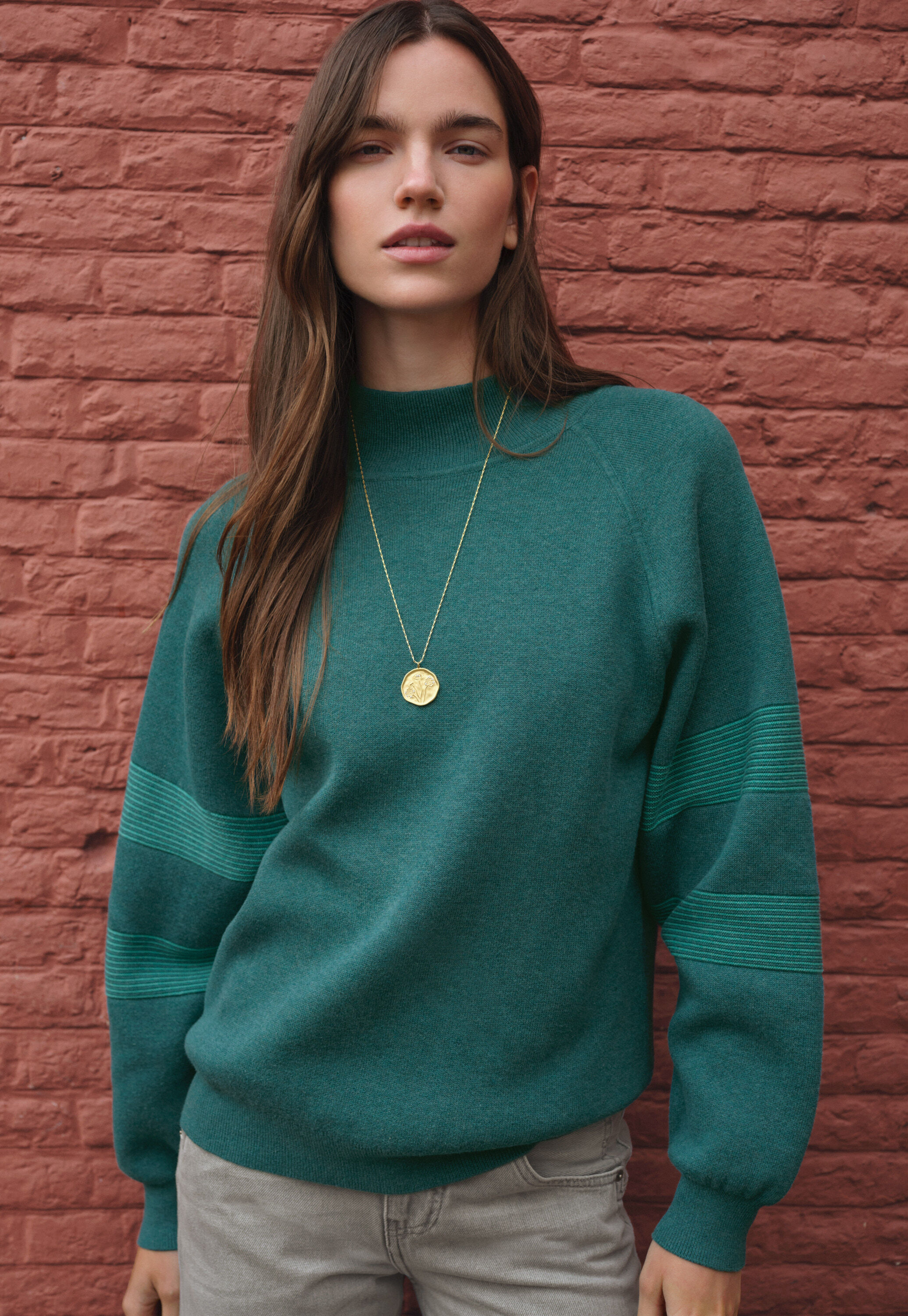 Reverse striped sweater