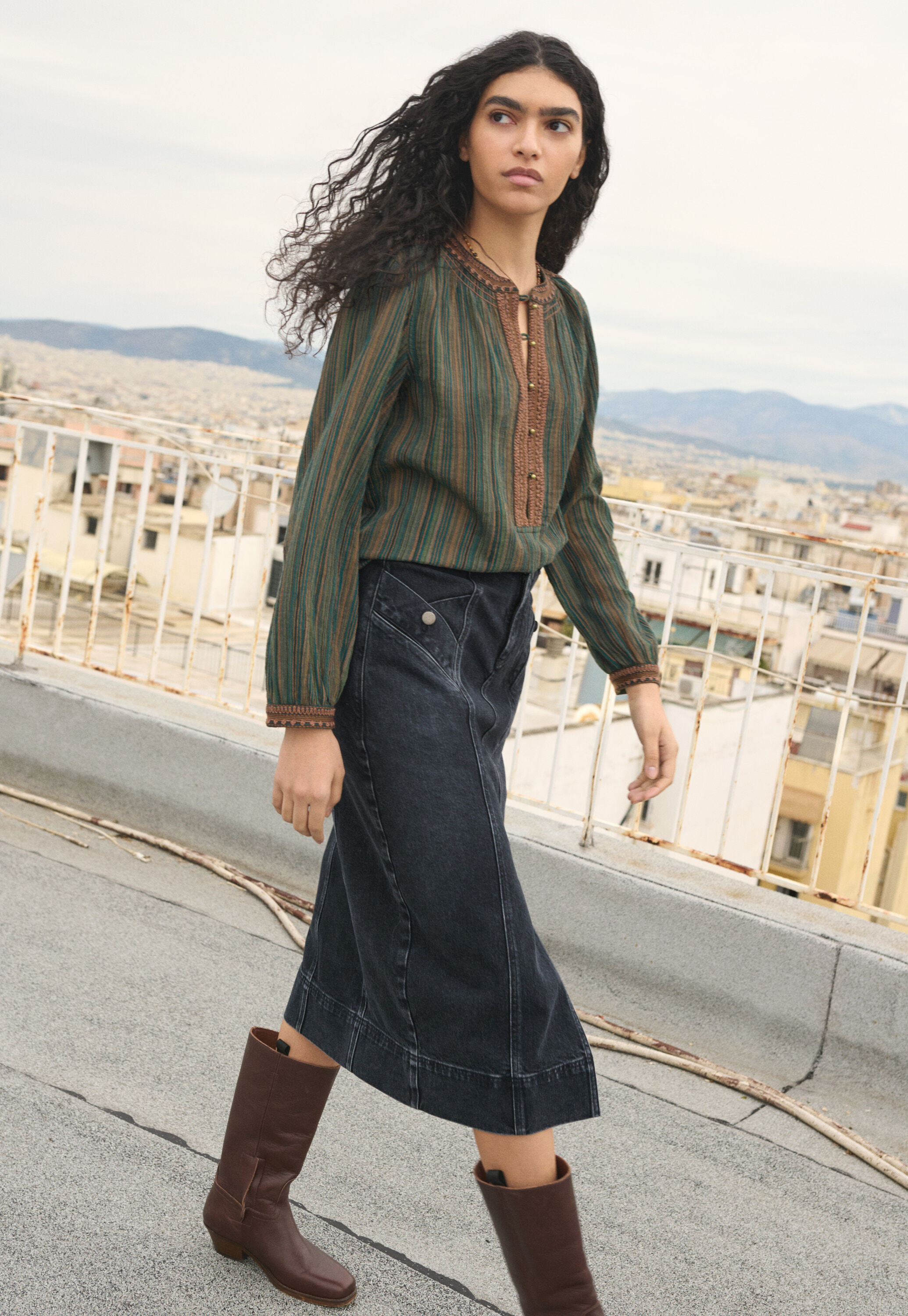Denim skirt, Black, large