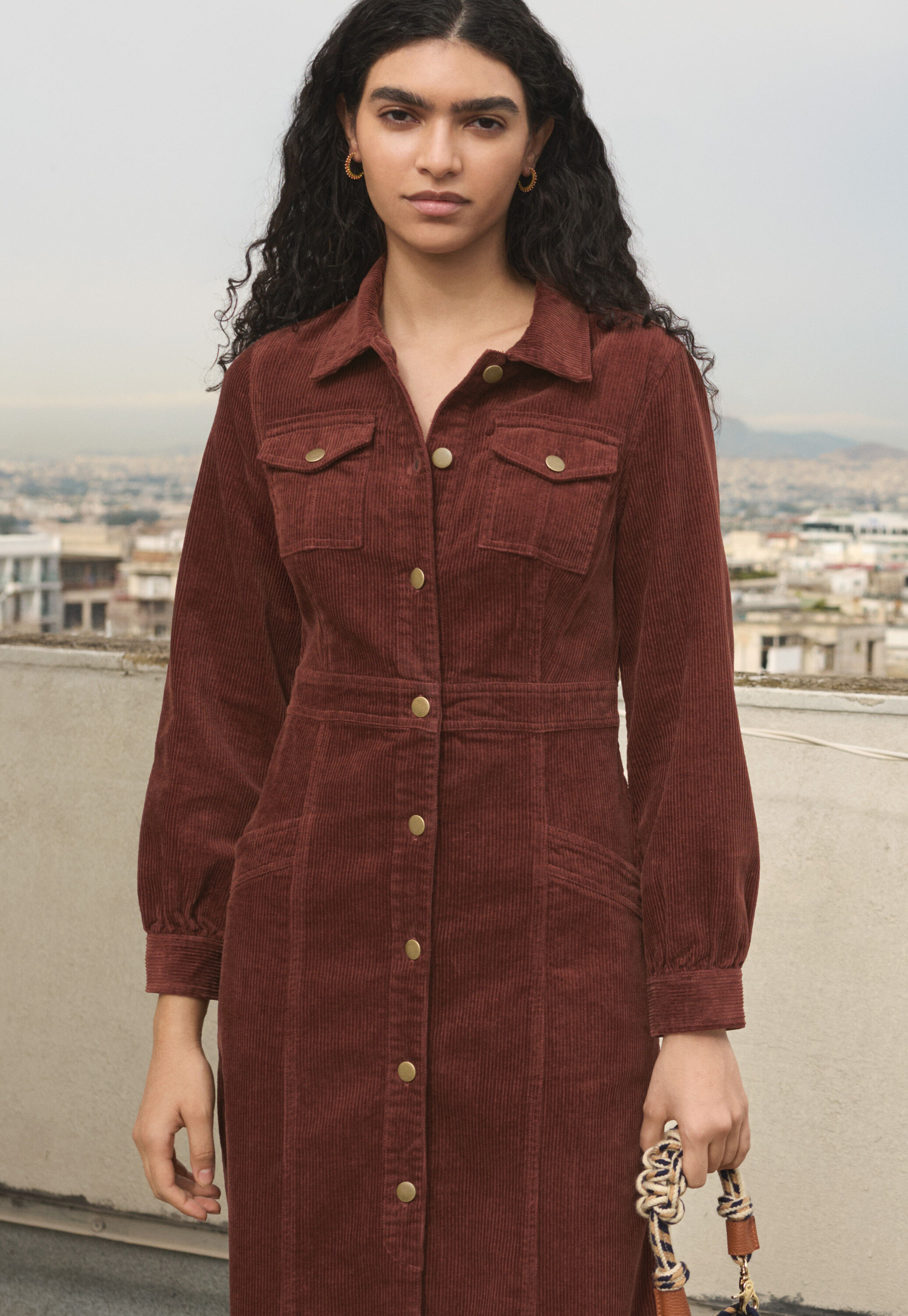 Long cord dress, Mahogany, large