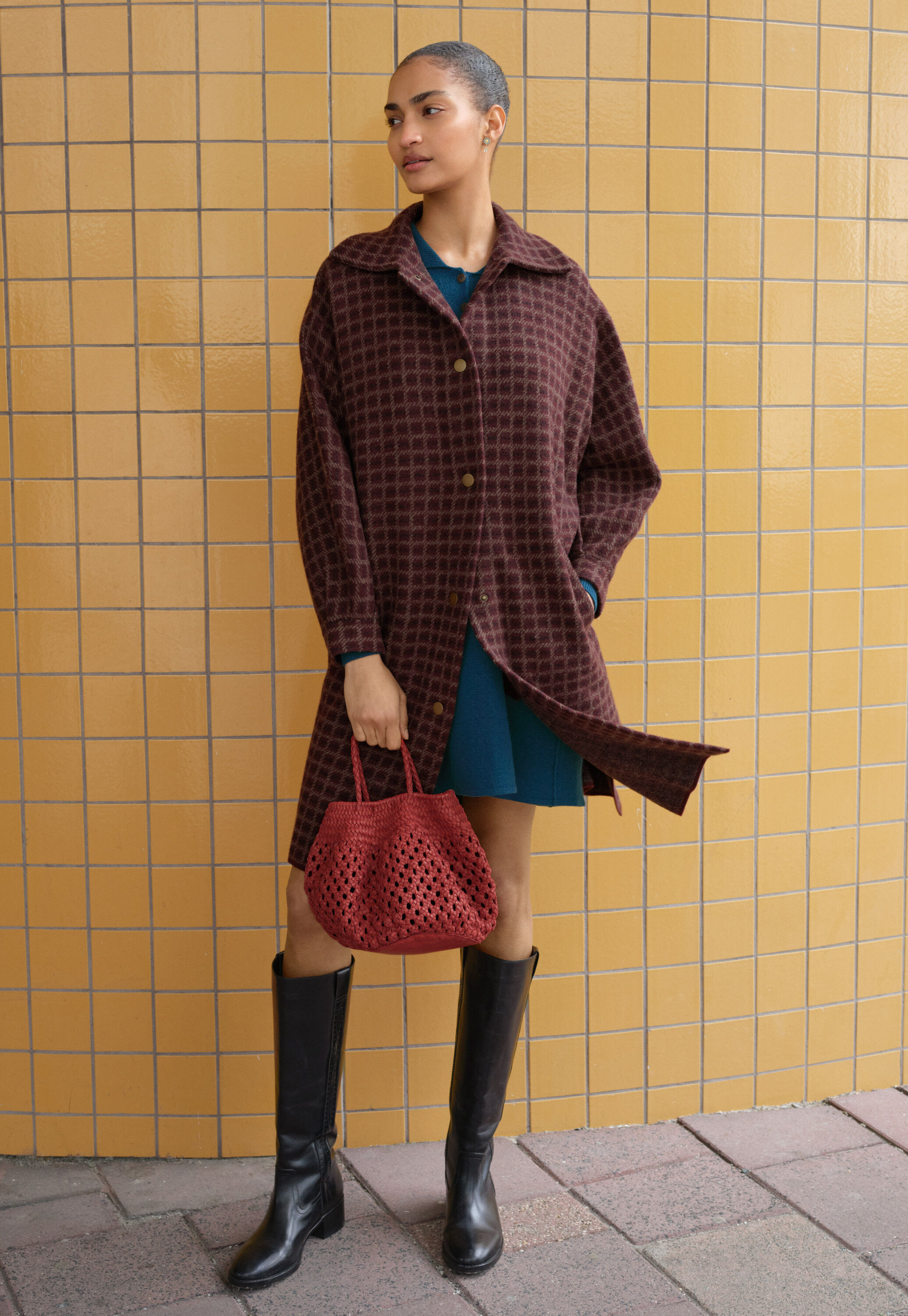Small woven bag, Crimson, large