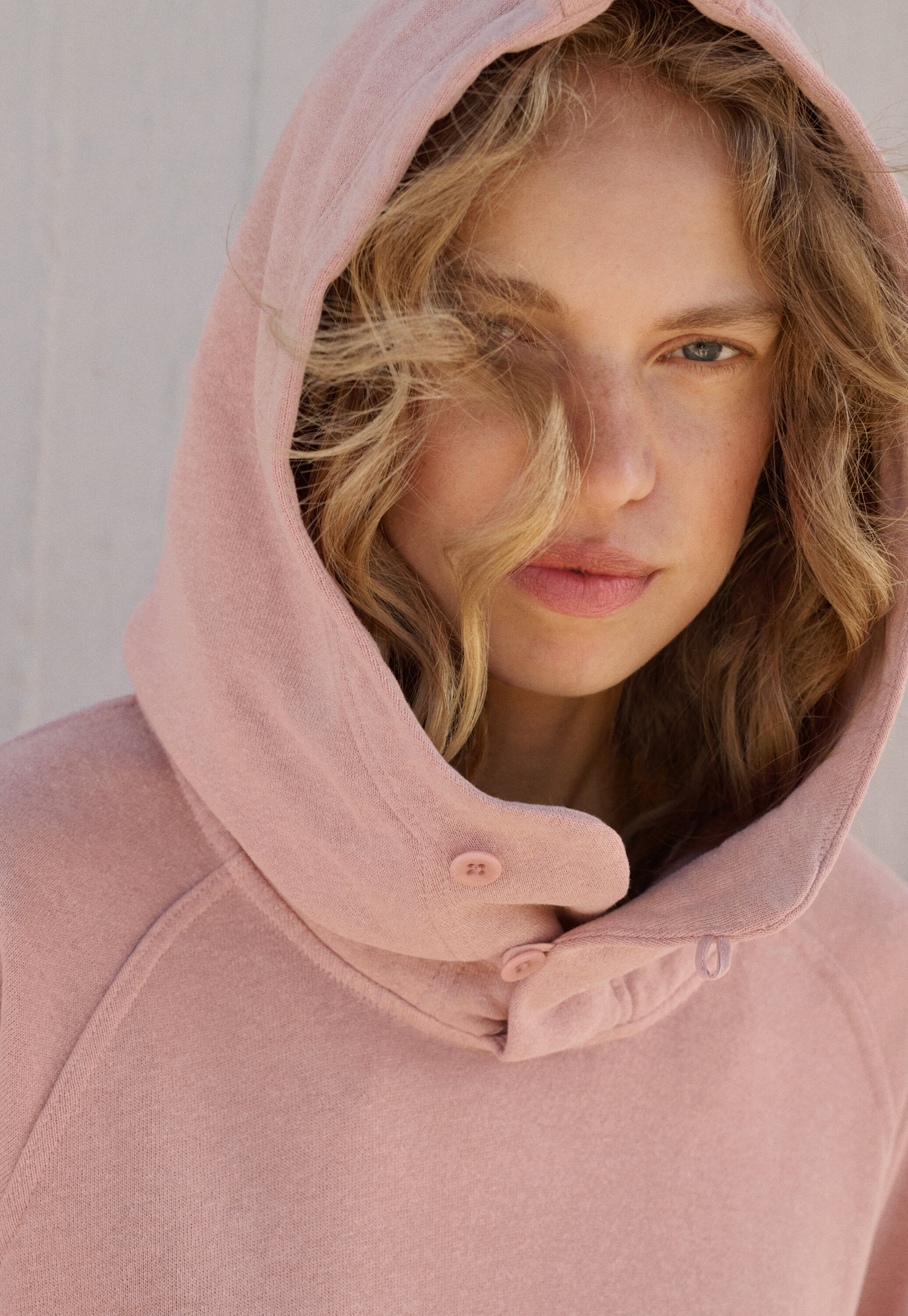 Panelled hoodie, Rose papaya, large