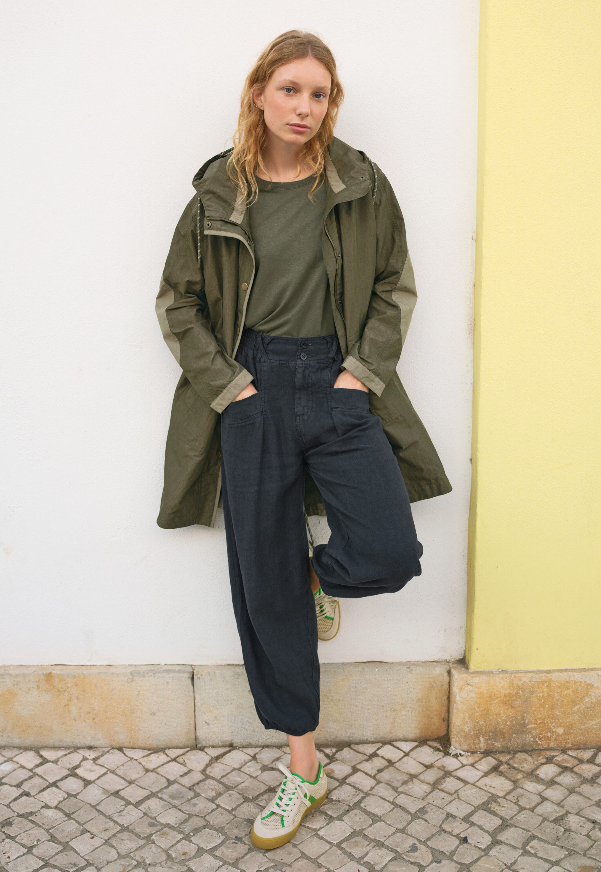 Panelled rain parka, Dark khaki, large