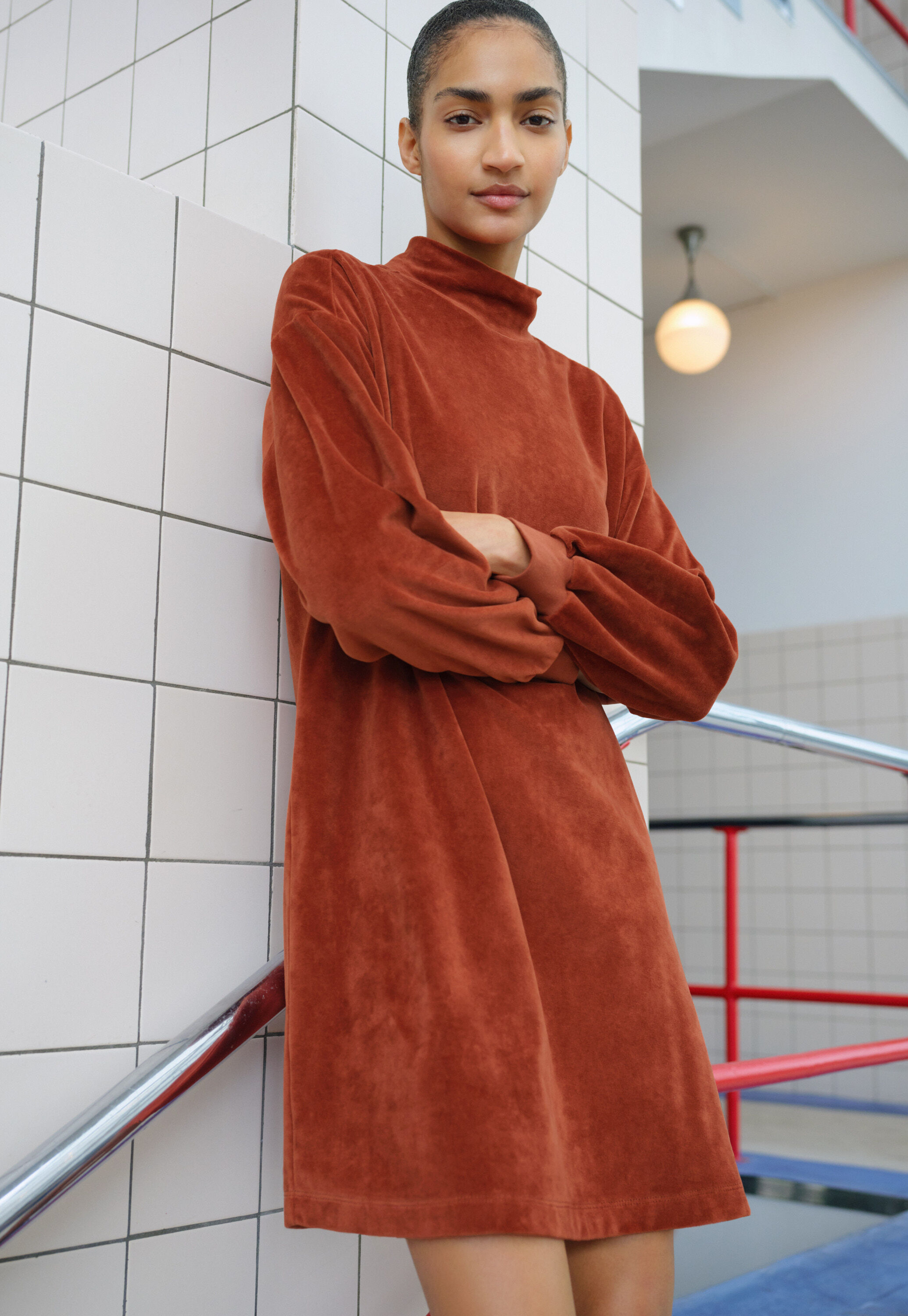 Jersey sweatshirt dress, Chilli, large