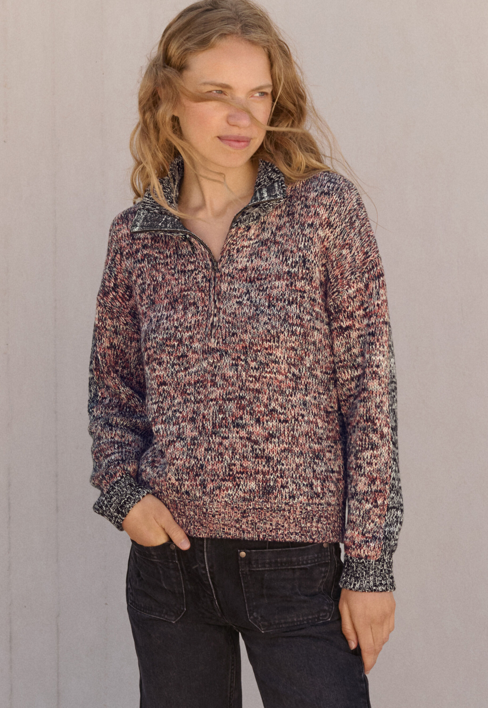 Zip-front sweater