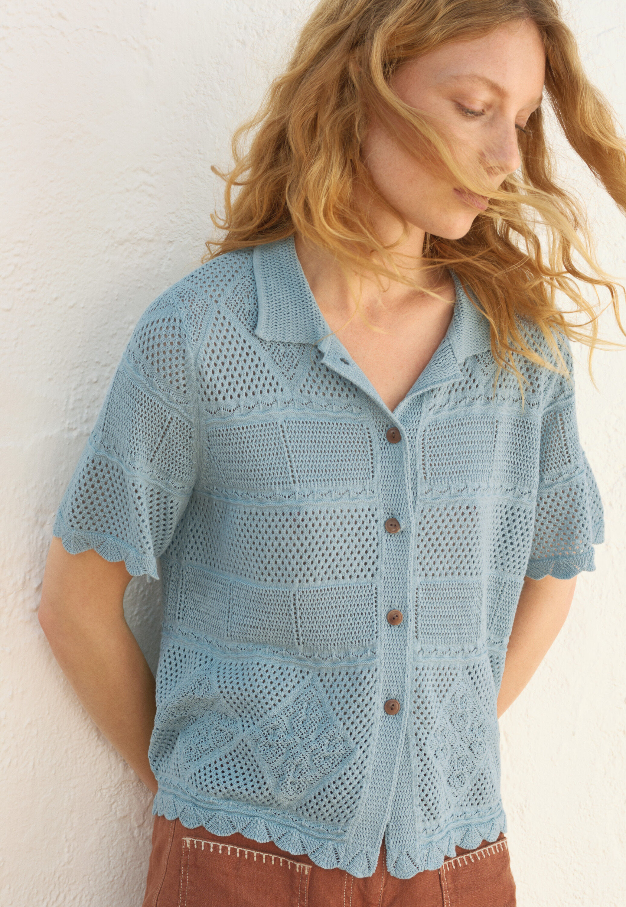 Lace-stitch sweater