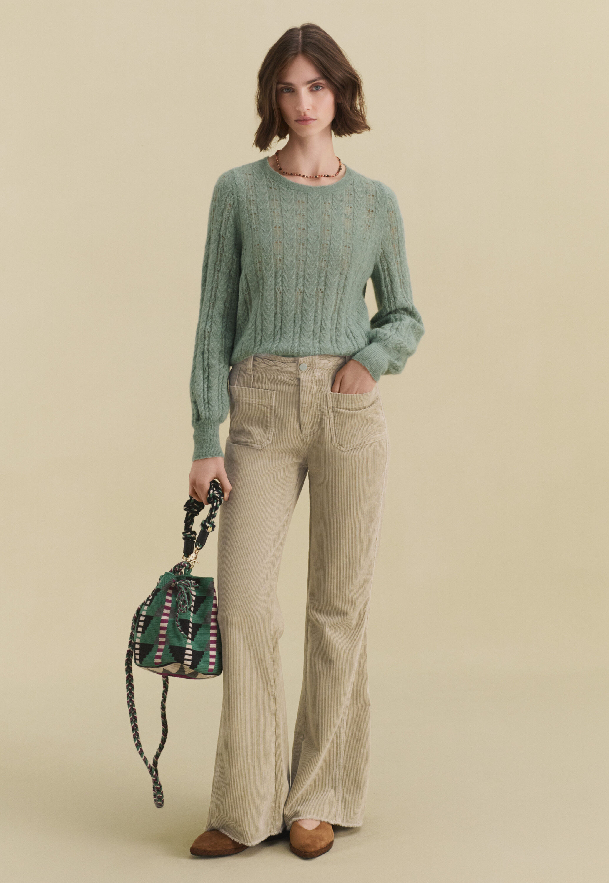 Lace-stitch sweater