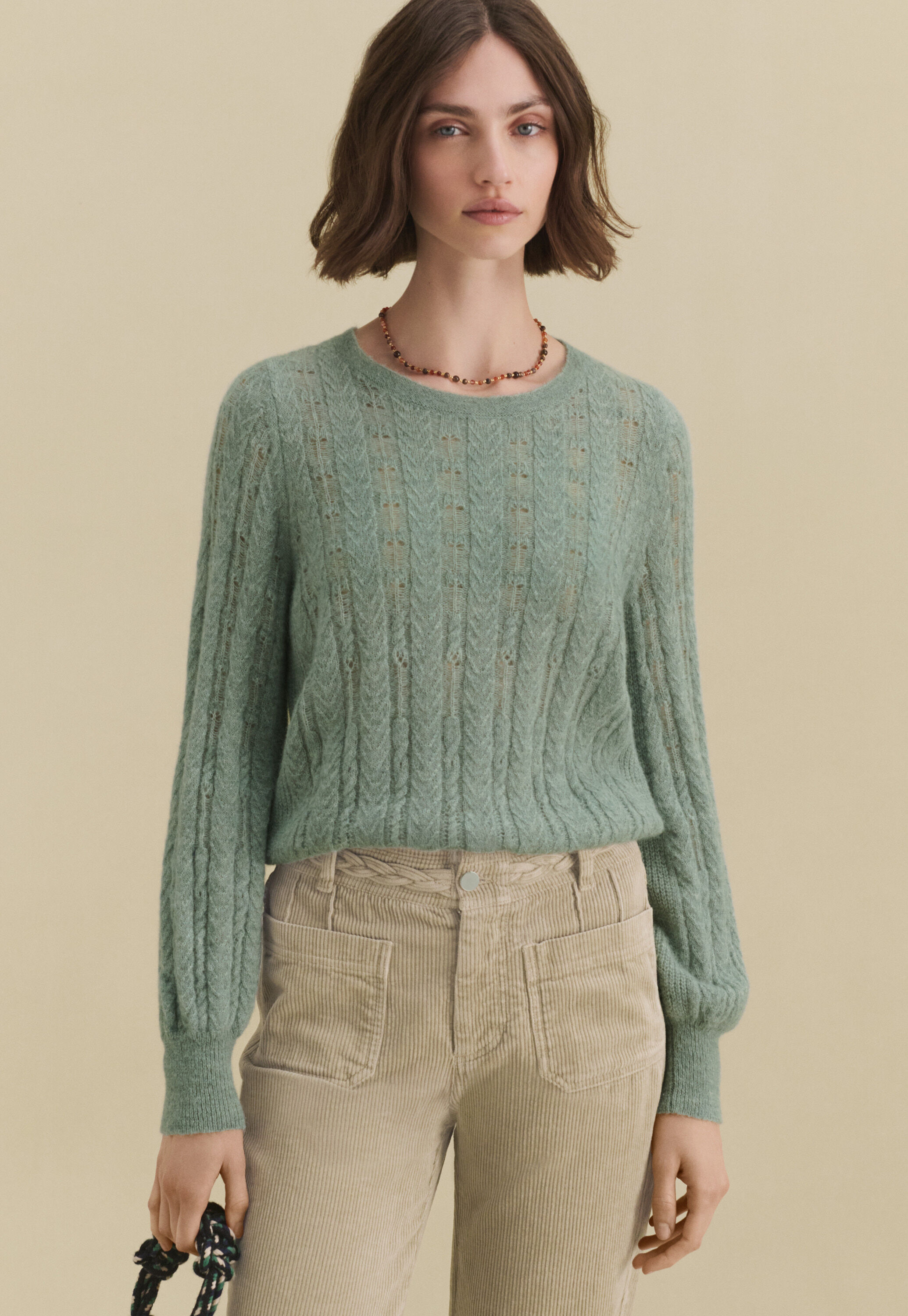 Lace-stitch sweater