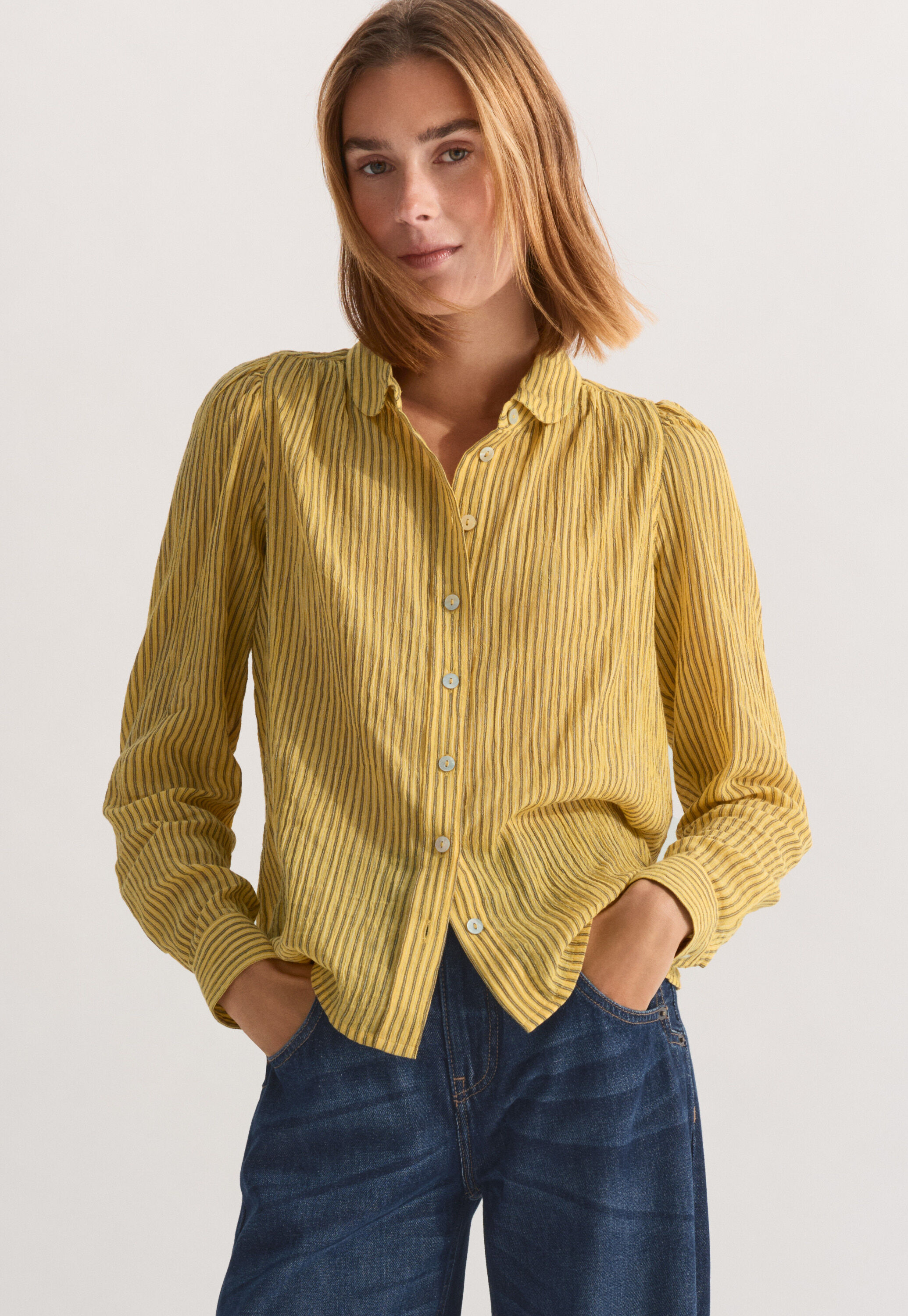 Crinkle striped blouse