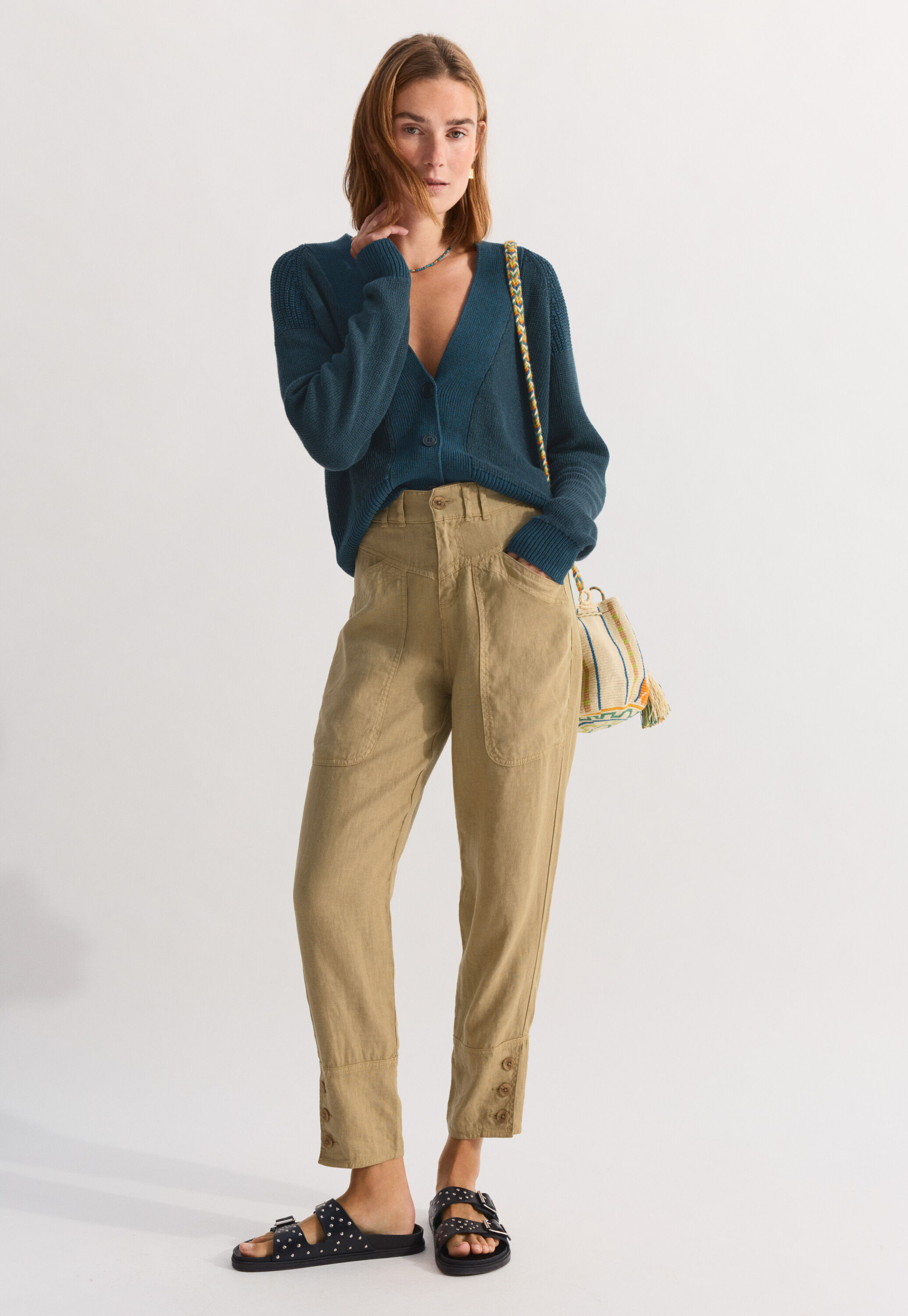 Wide-leg cord trousers