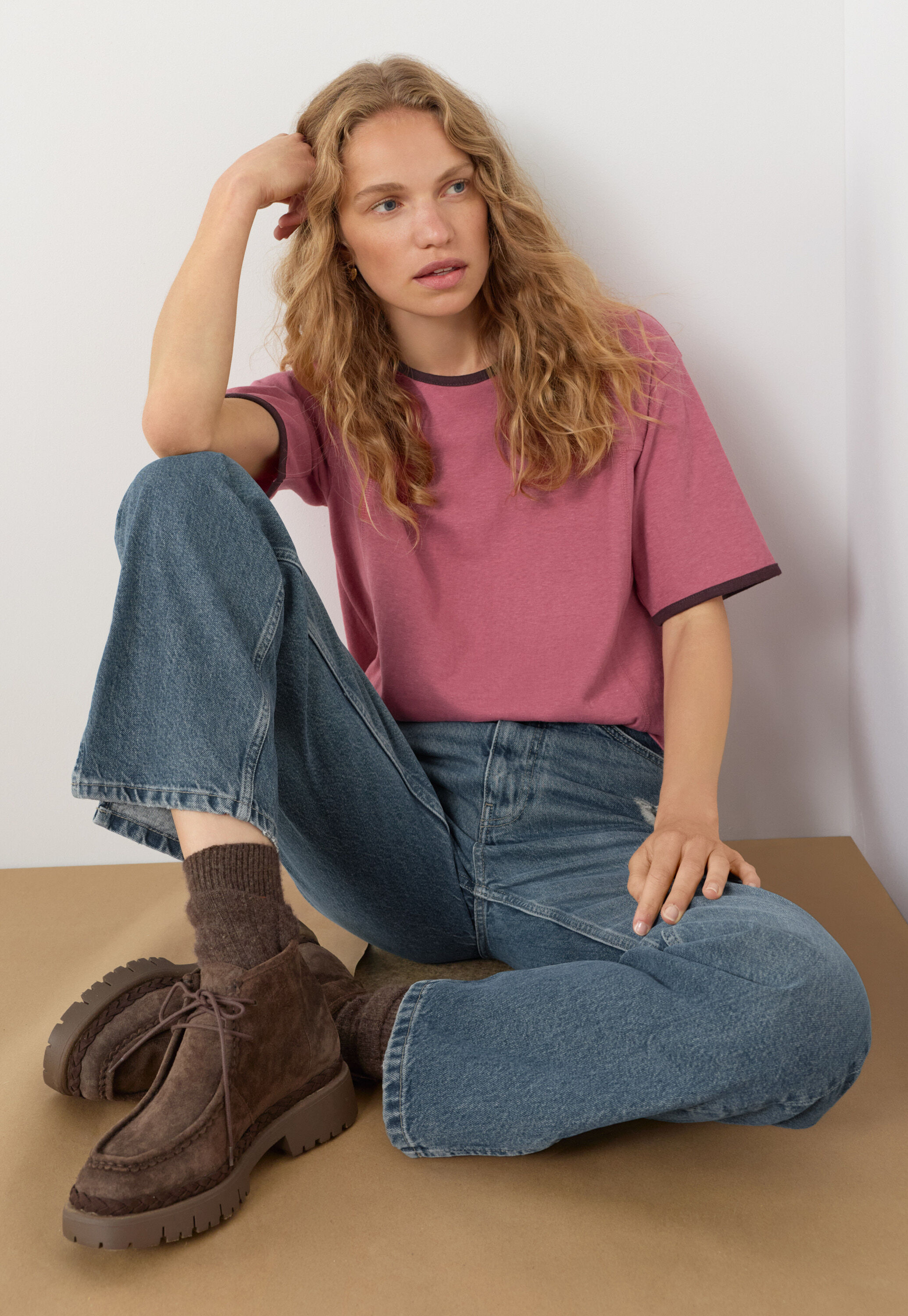 Jersey T-shirt, Dusty rose, large