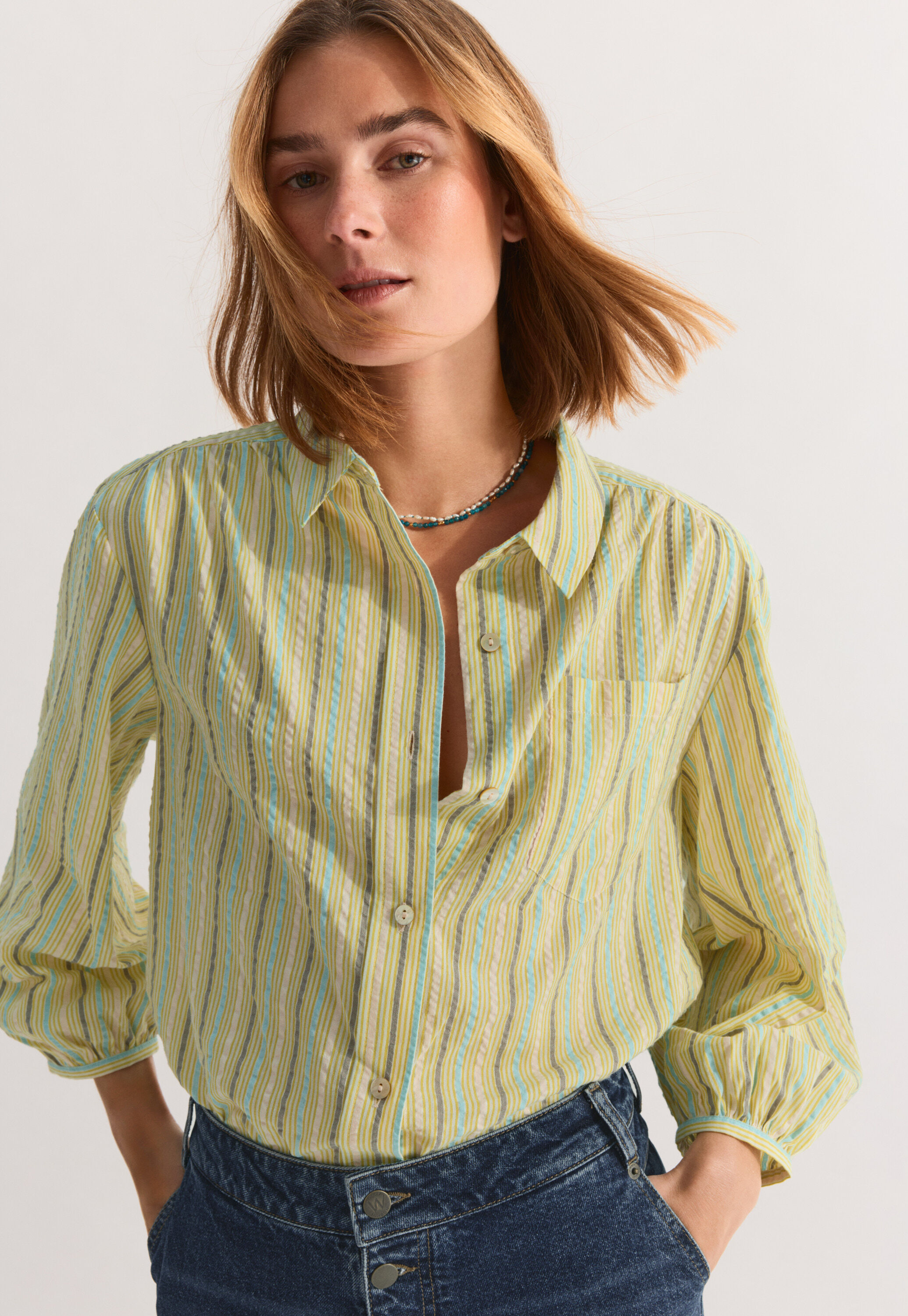 Seersucker striped shirt