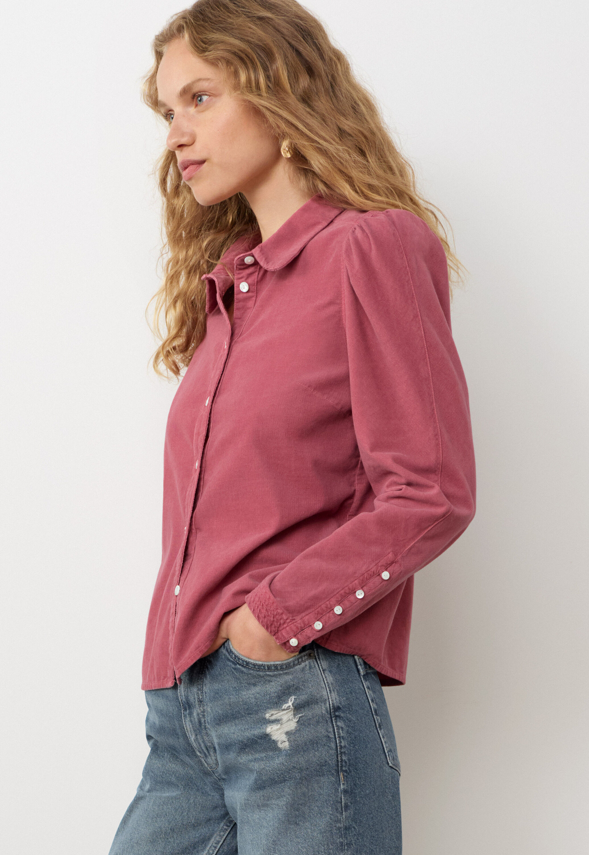 Button-through blouse, Dark rose, large