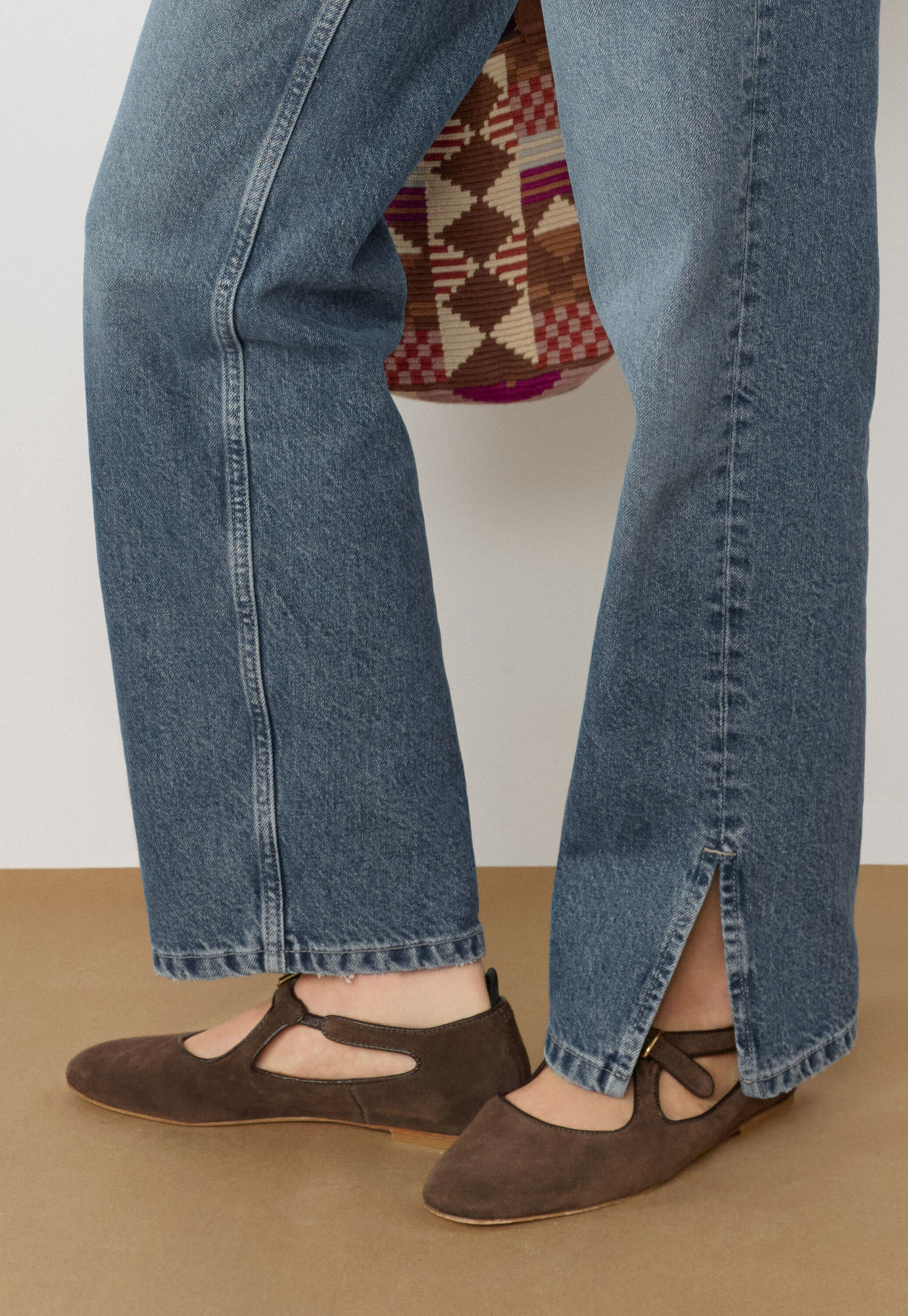 Split-hem jeans, Marine blue, large