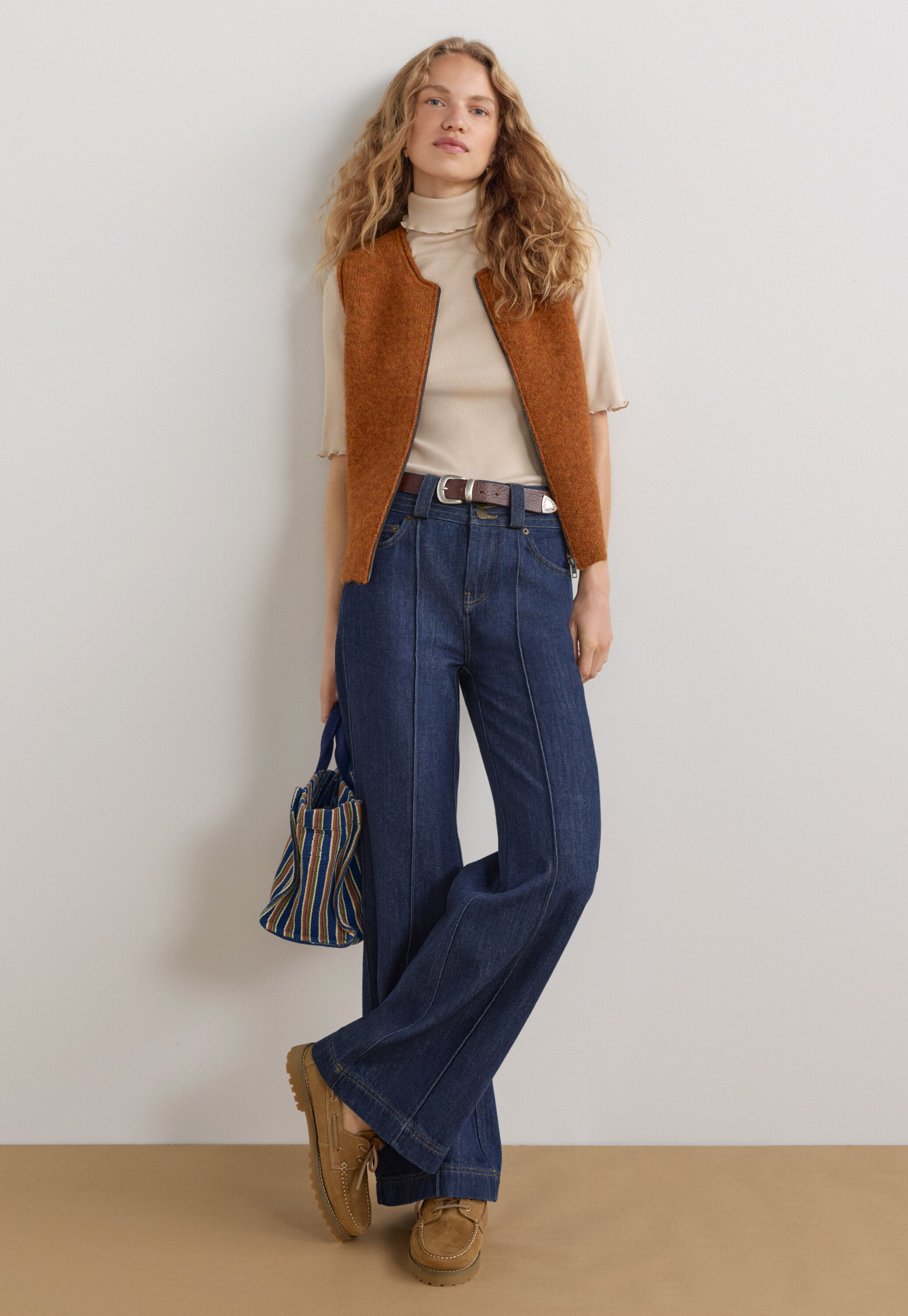 Drapey wide-leg jeans, Rinse wash, large