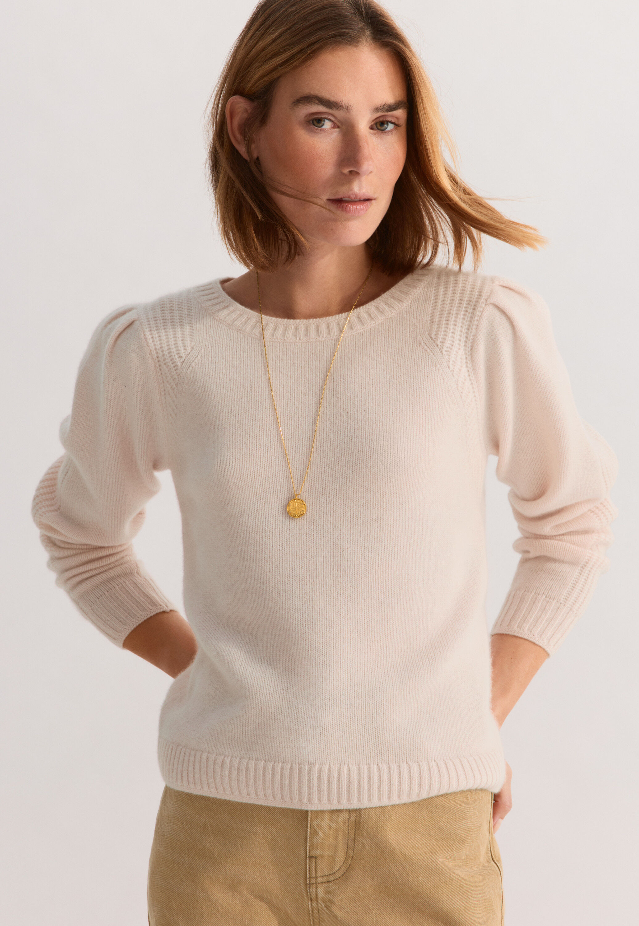 Lace-stitch sweater