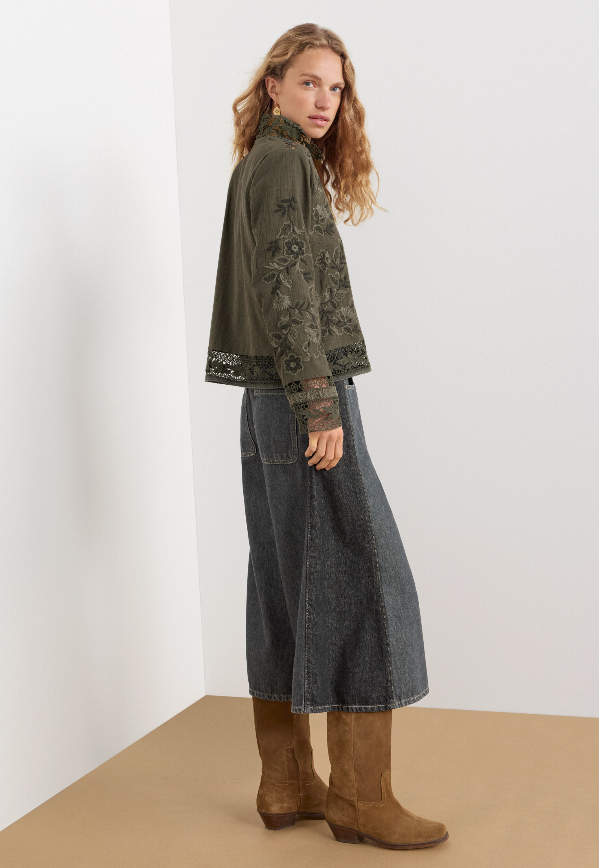 Denim Culottes, Grey wash, large