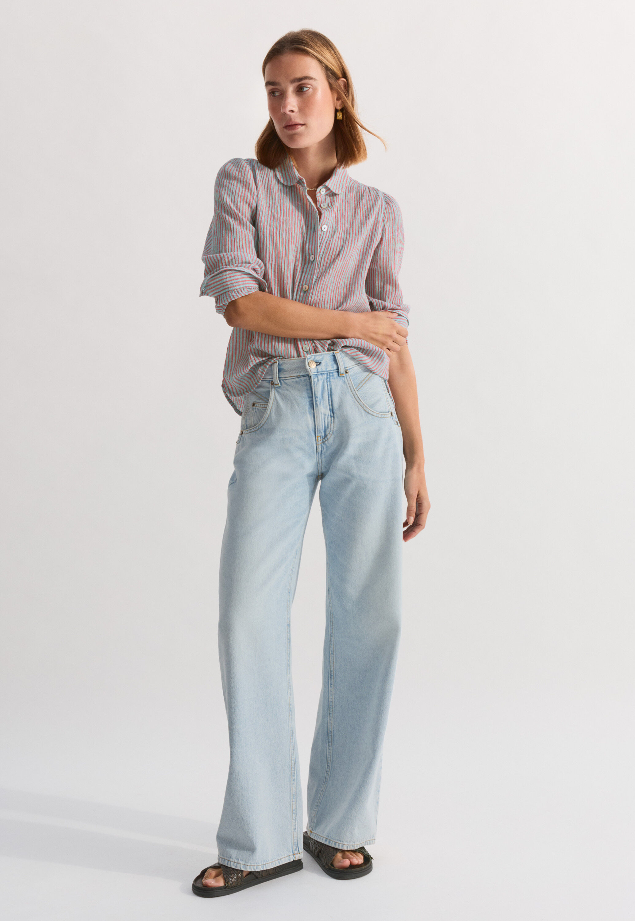 Crinkle striped blouse