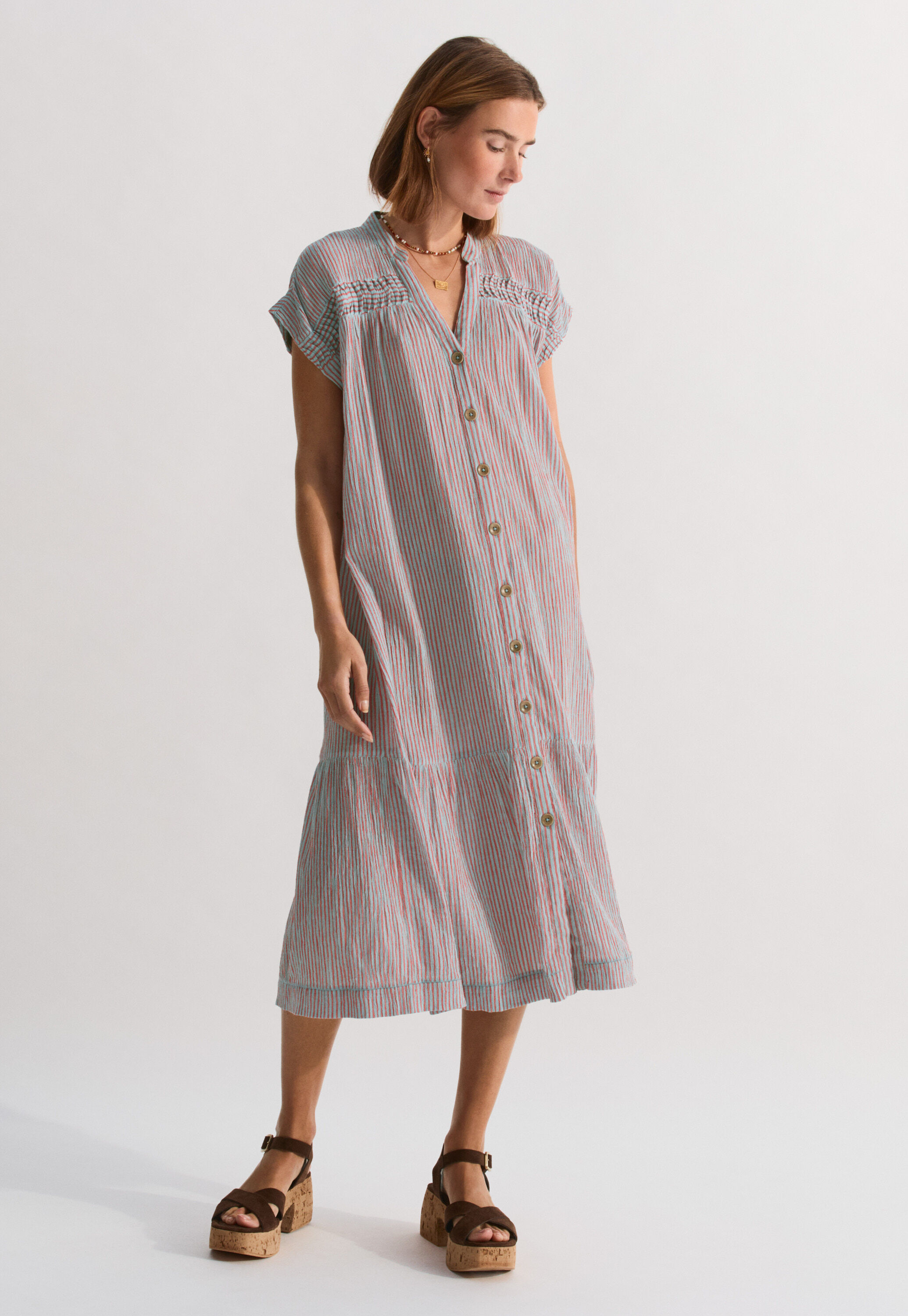 Mixed-check dress