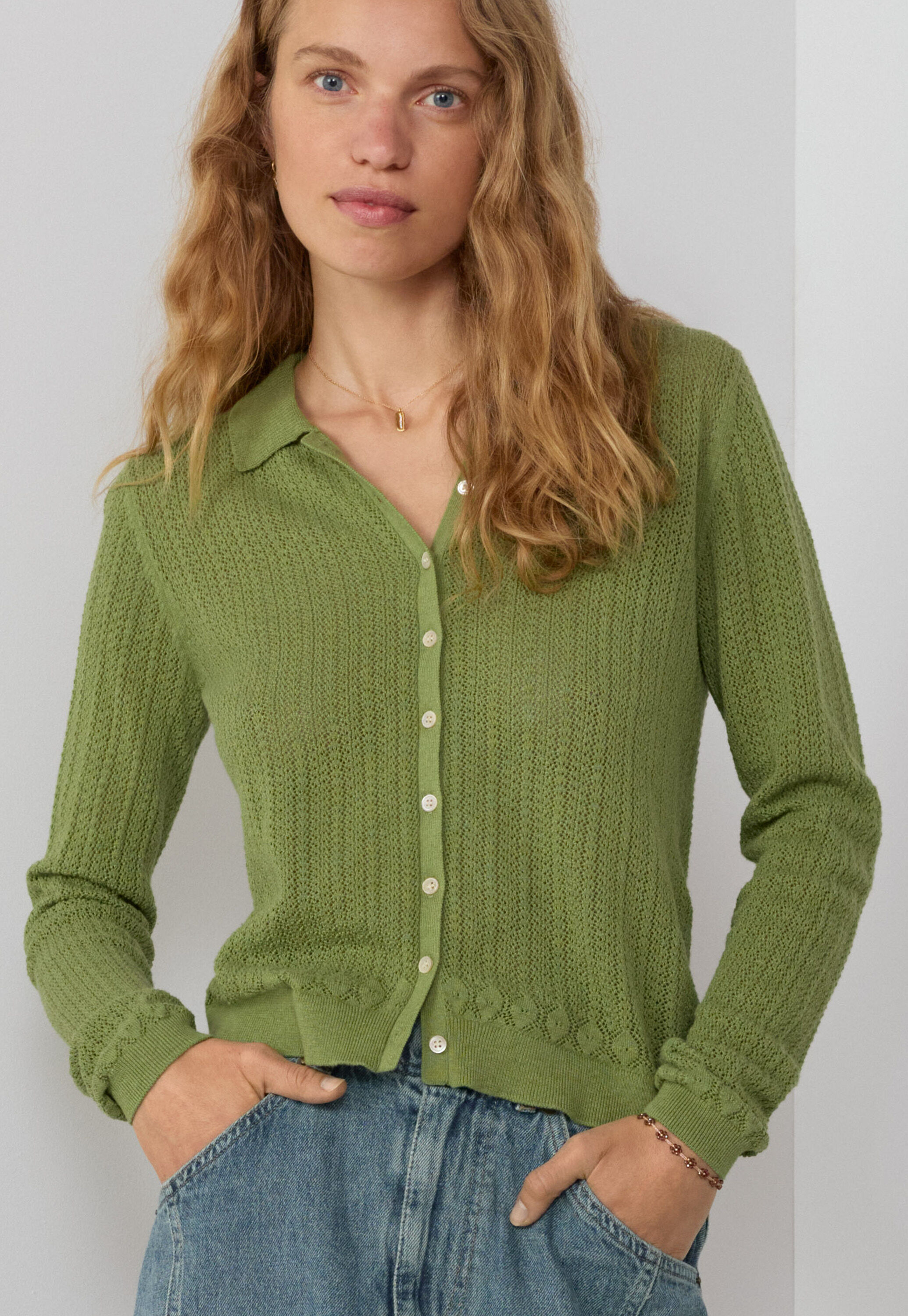 Lace-stitch sweater