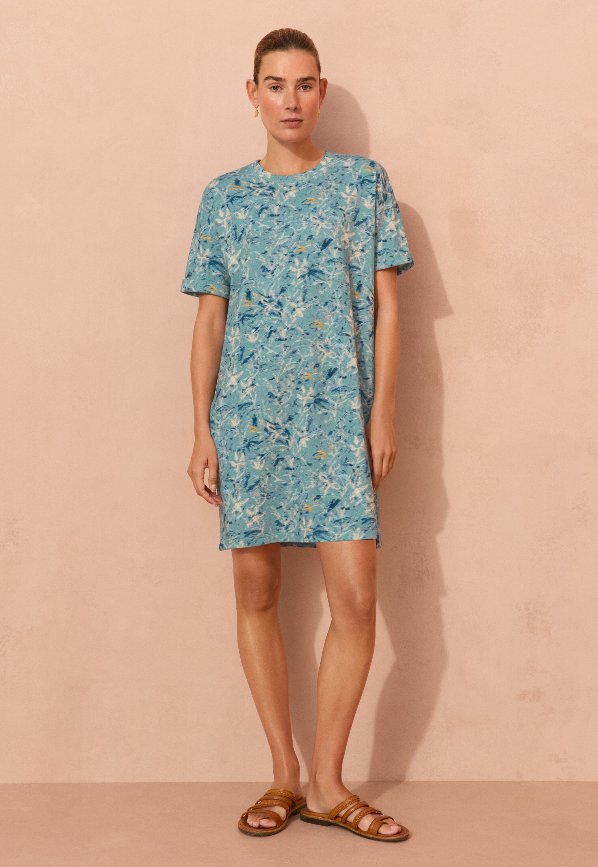 Printed dress, Aqua, large