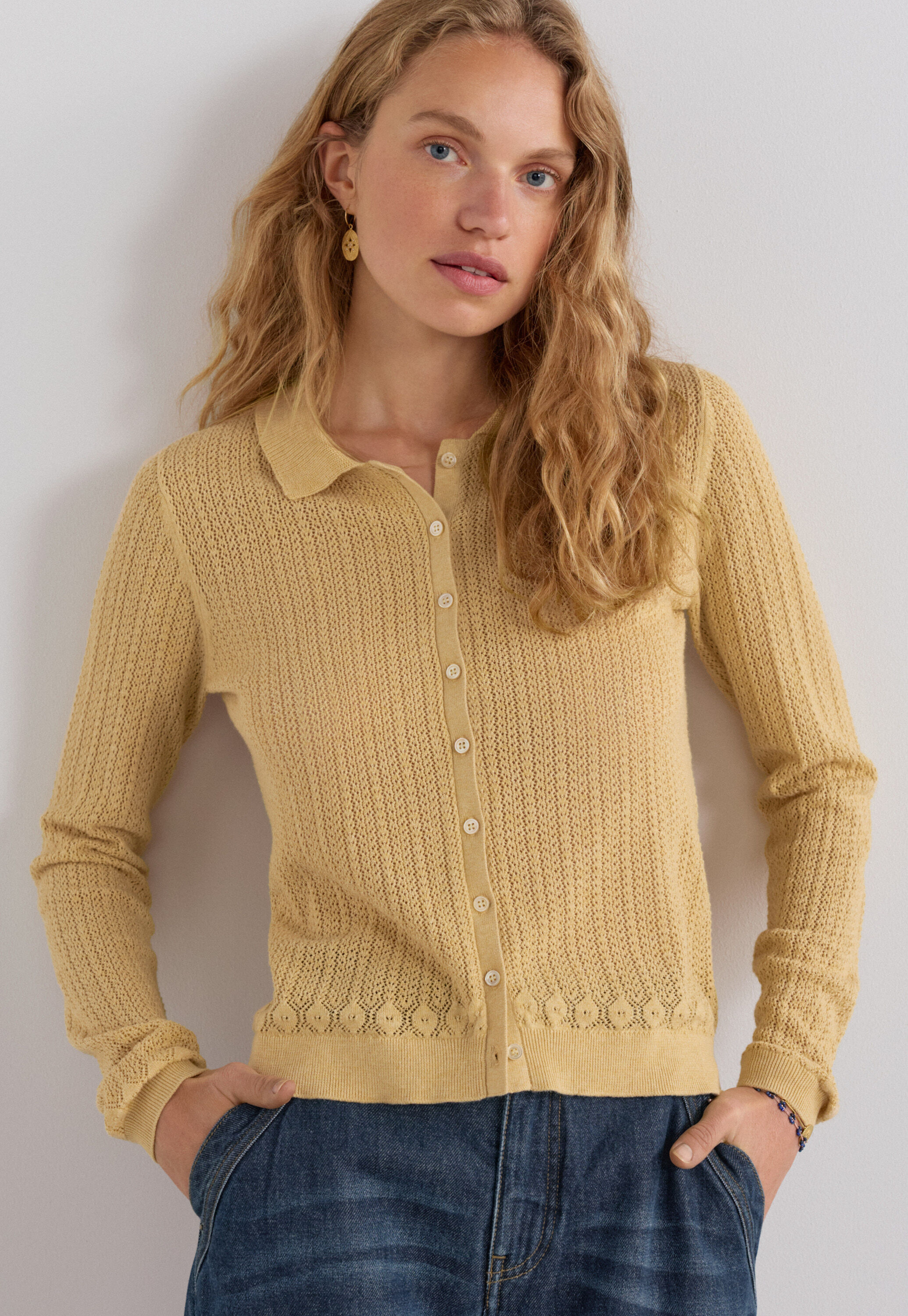 Lace-stitch sweater