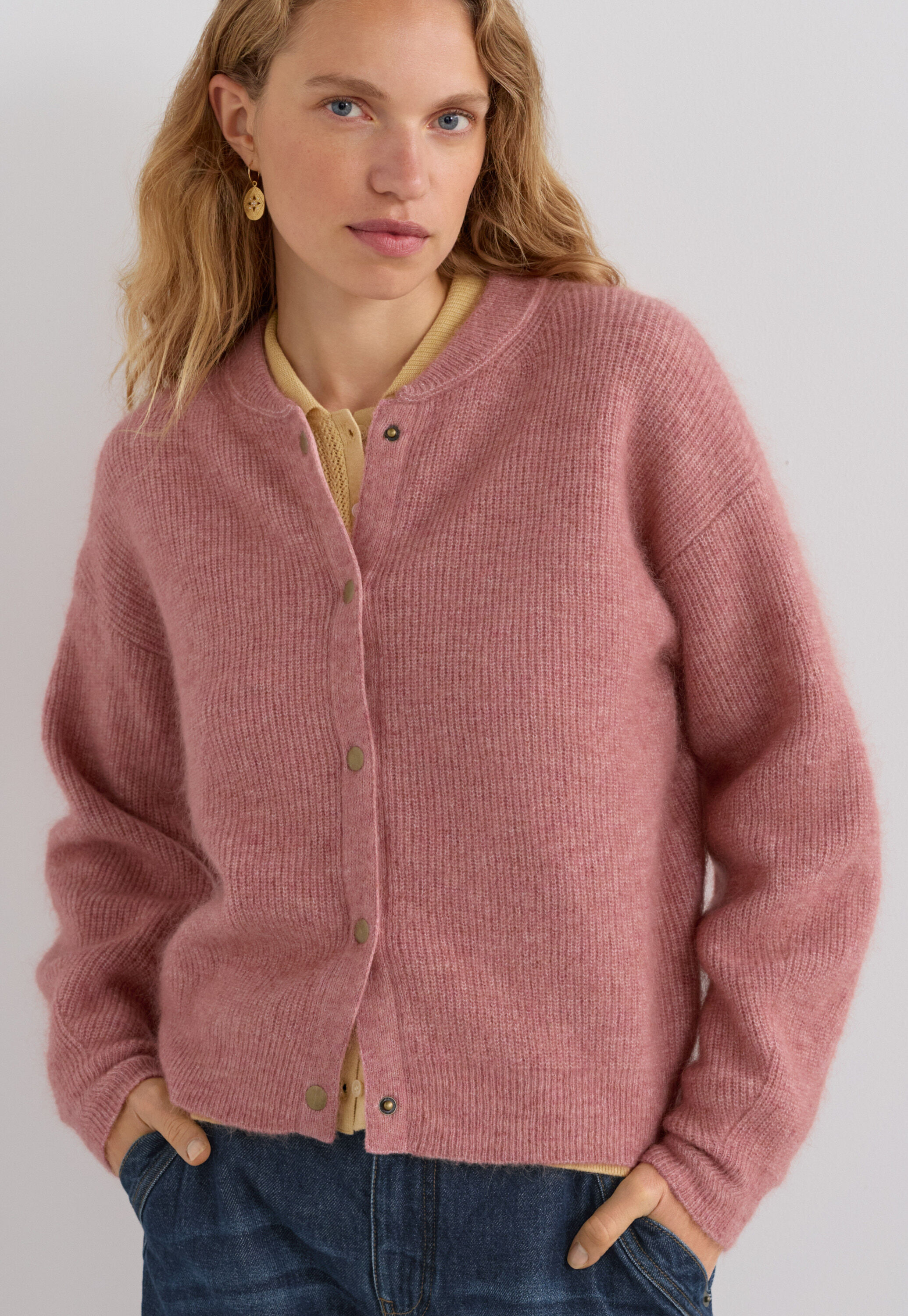 Rib-stitch bomber jacket