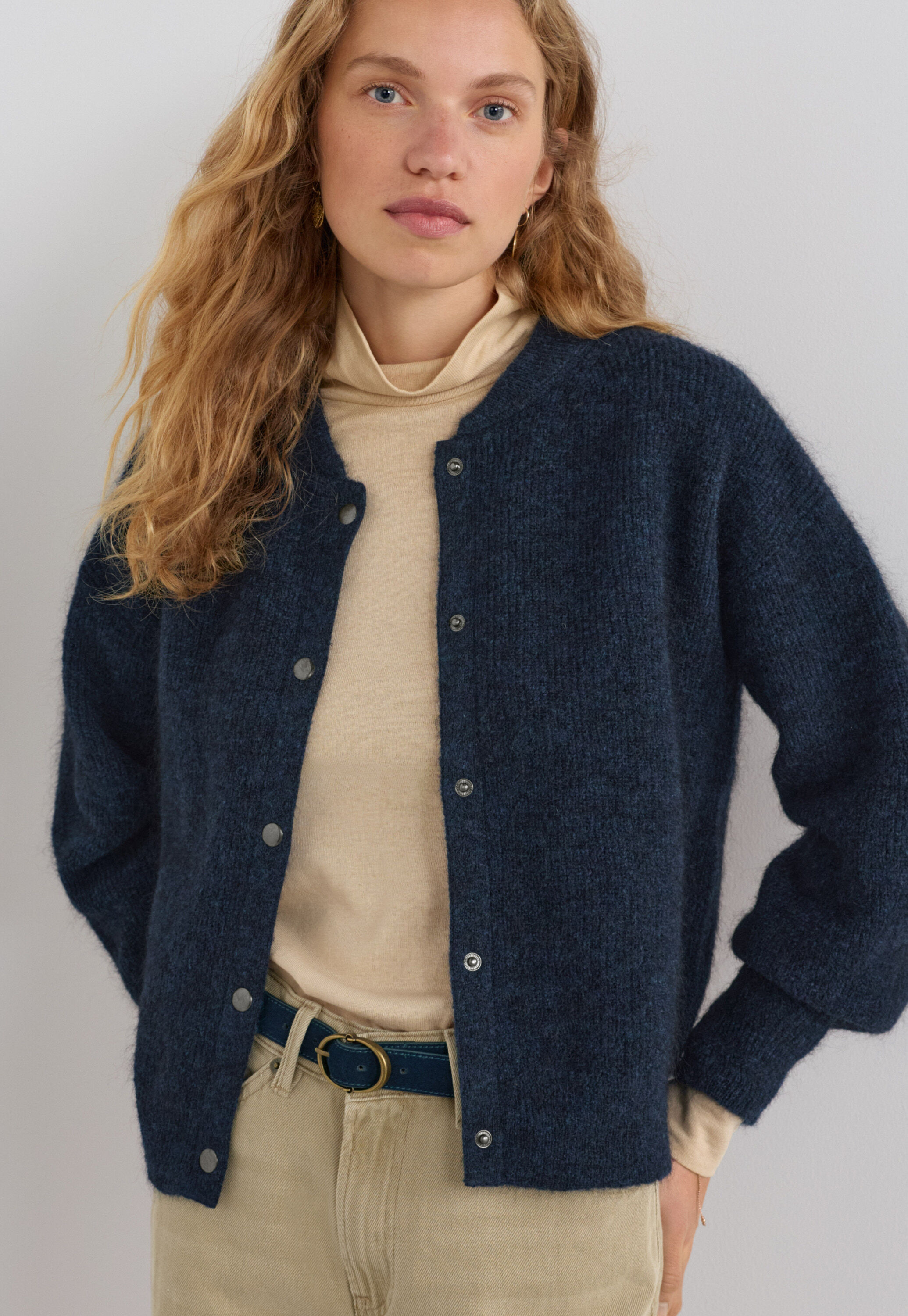 Rib-stitch bomber jacket