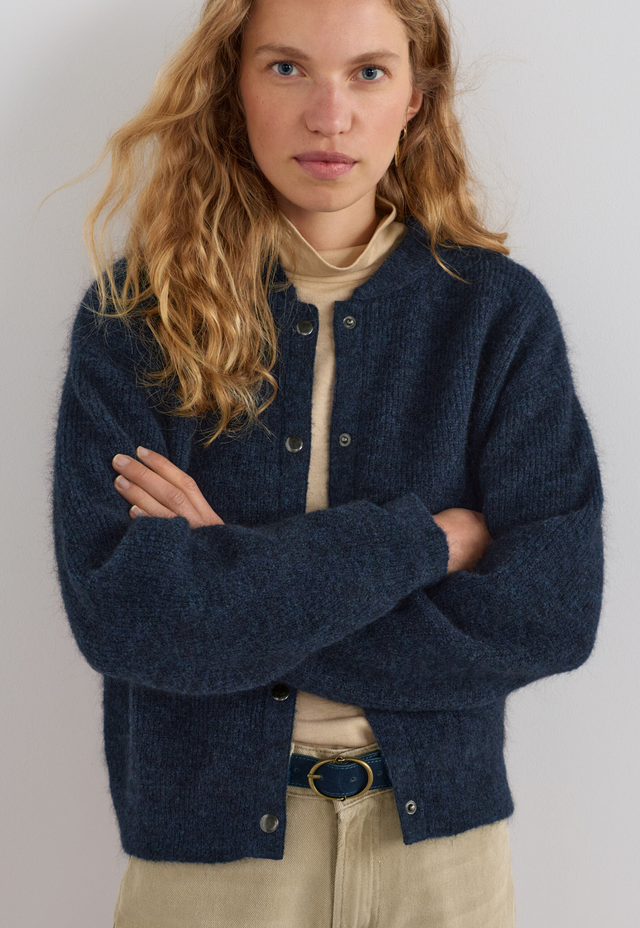 Rib-stitch bomber jacket