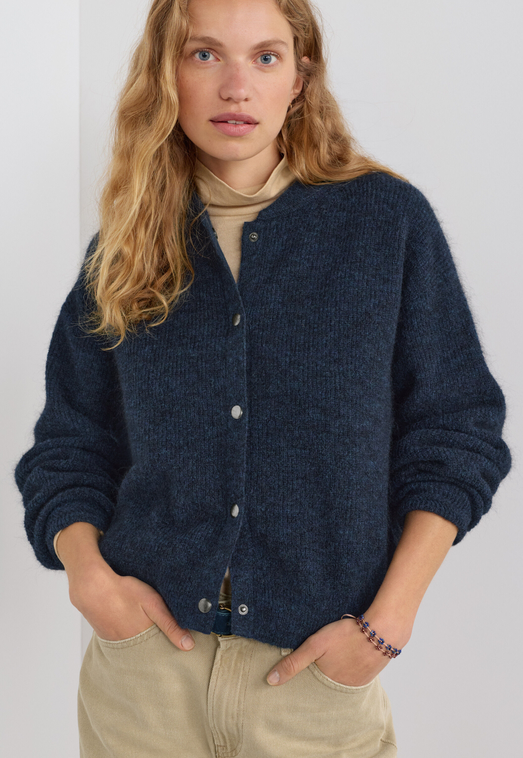 Rib-stitch bomber jacket
