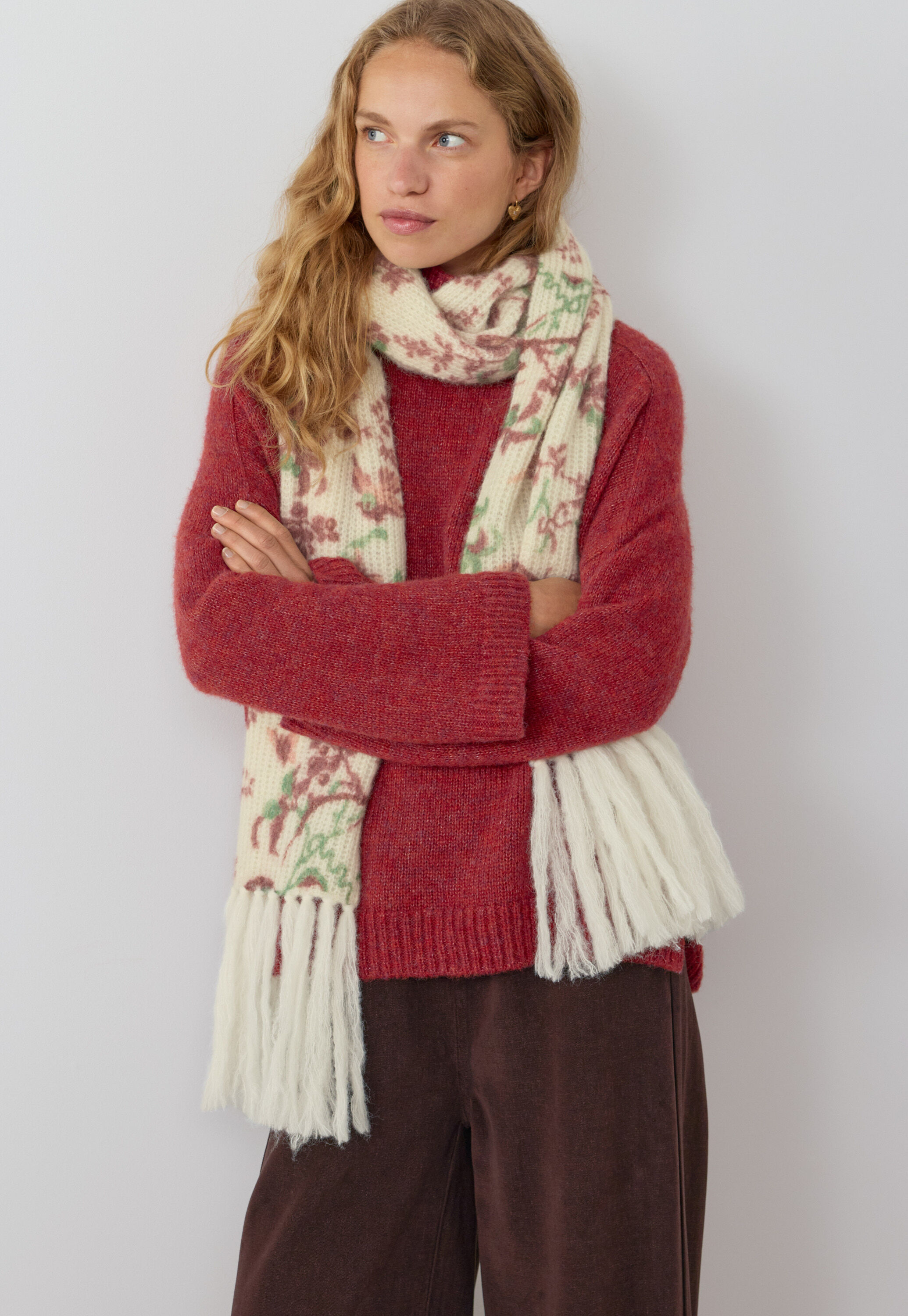 High-neck sweater, Red flame, large