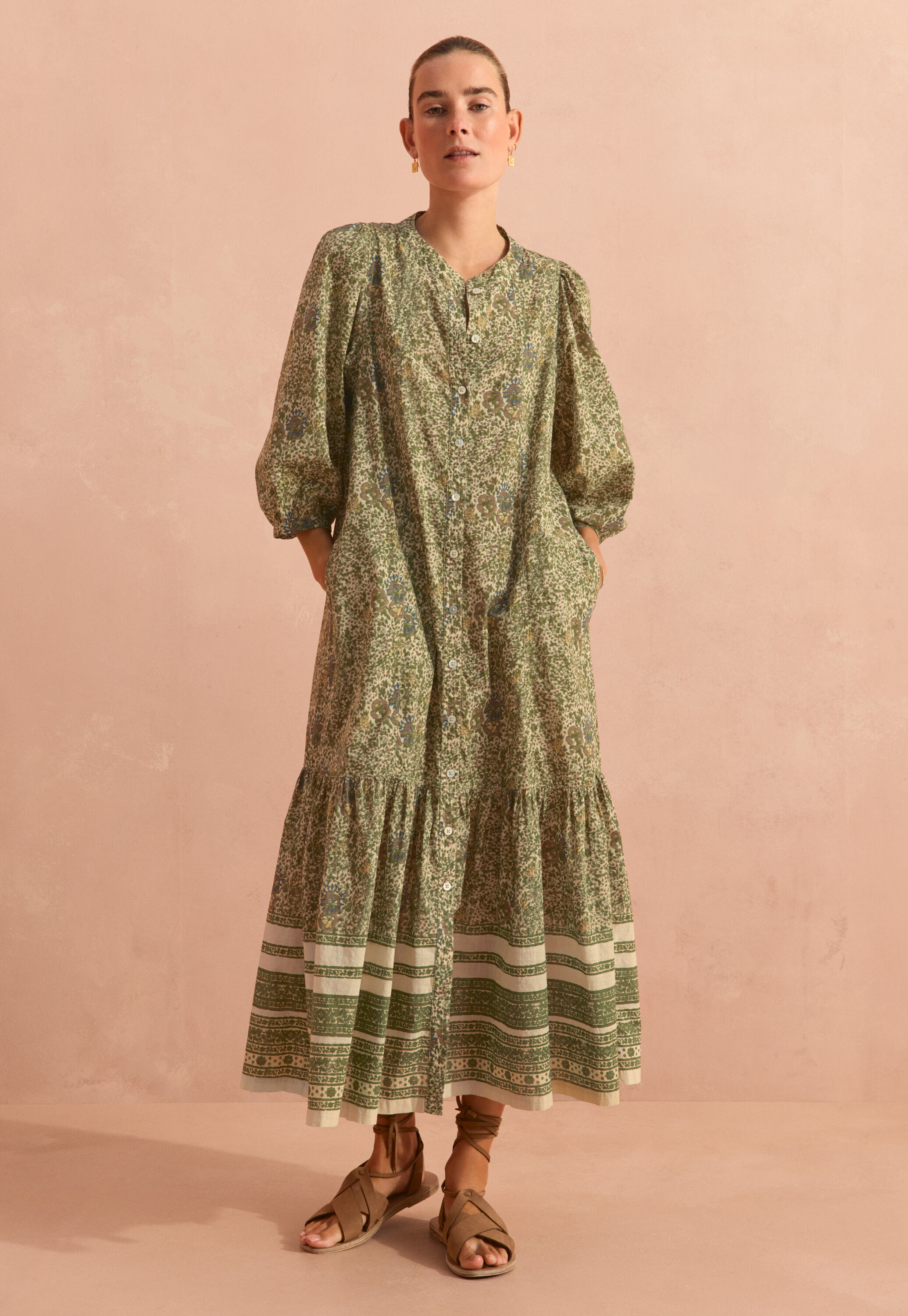 Boho border-placement dress